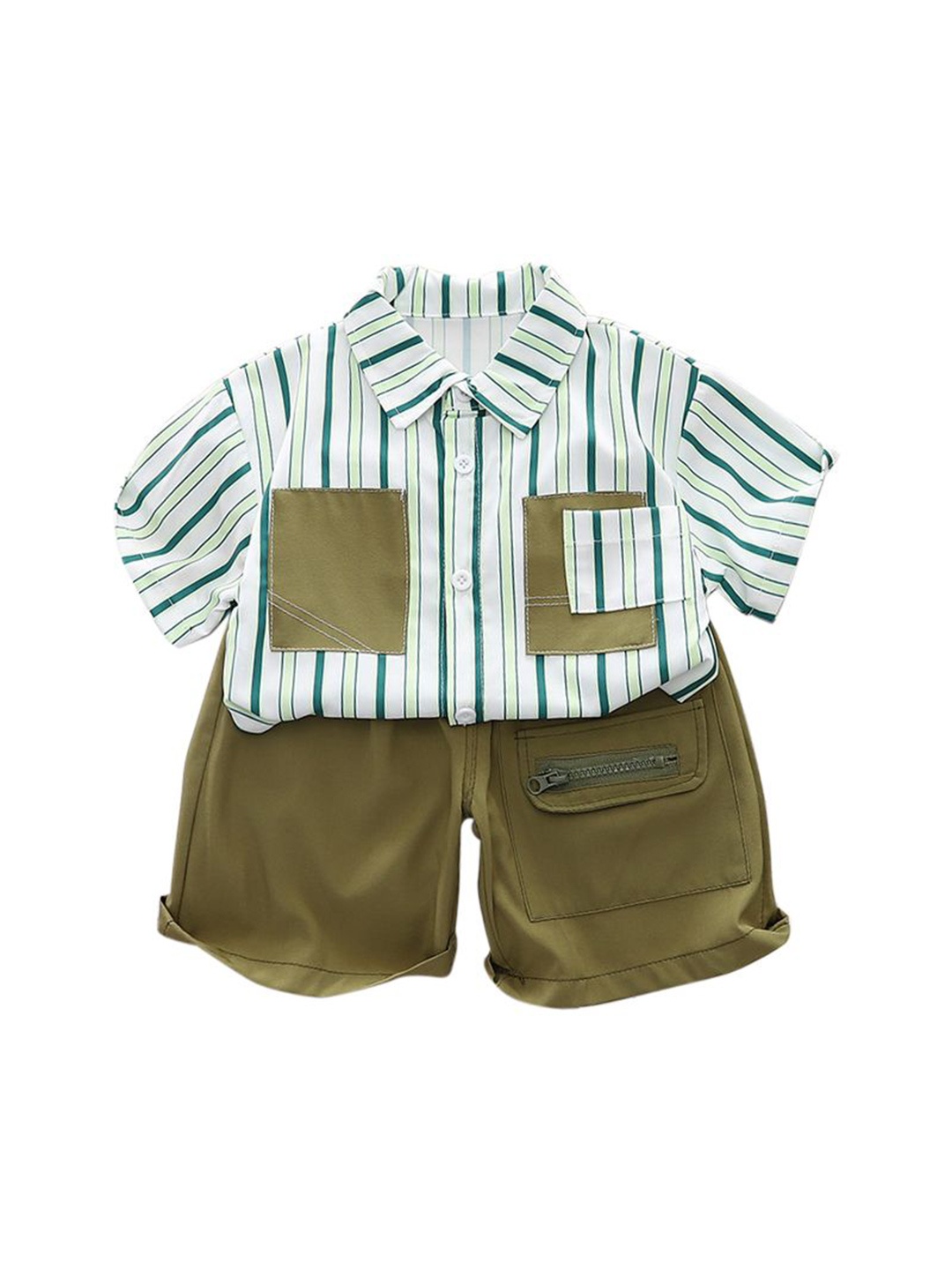 

StyleCast x Revolte Boys Striped Spread Collar Shirt with Shorts, Green