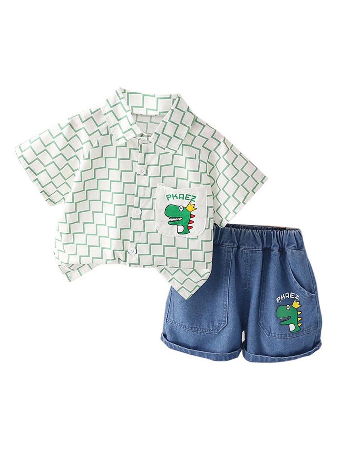 

StyleCast x Revolte Boys Chevron Printed Shirt with Shorts, Green