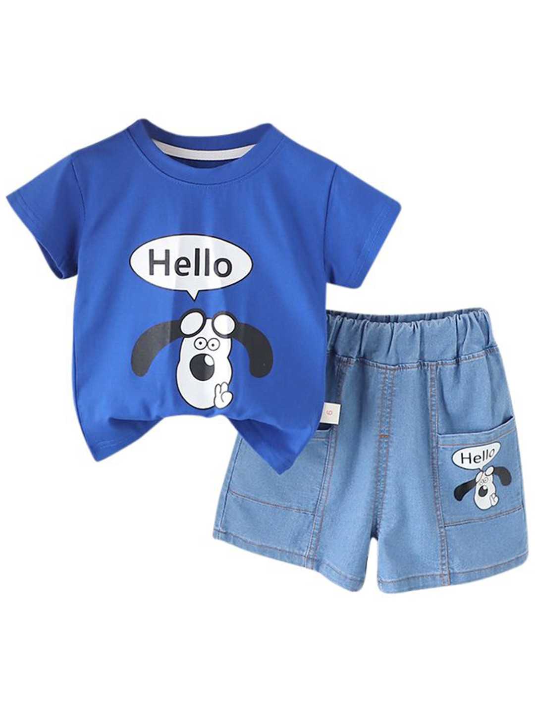 

StyleCast x Revolte Boys Blue & White Graphic Printed Round Neck T-shirt & Shorts