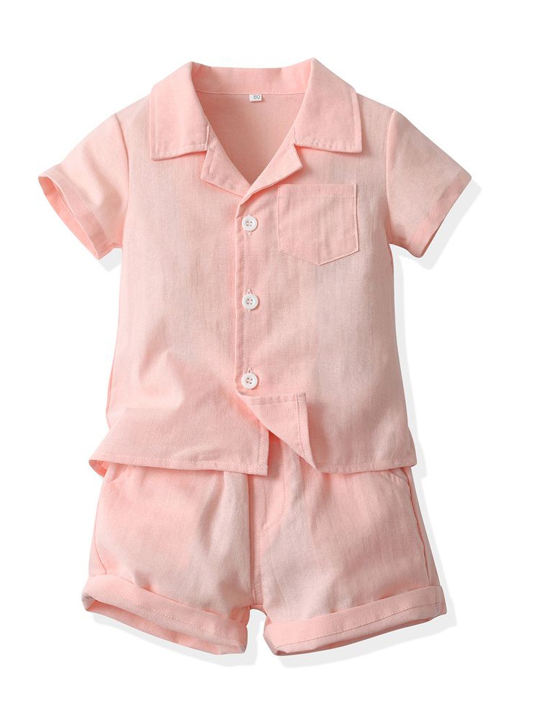 

StyleCast x Revolte Unisex Kids Pink Lapel Collar Shirt & Shorts