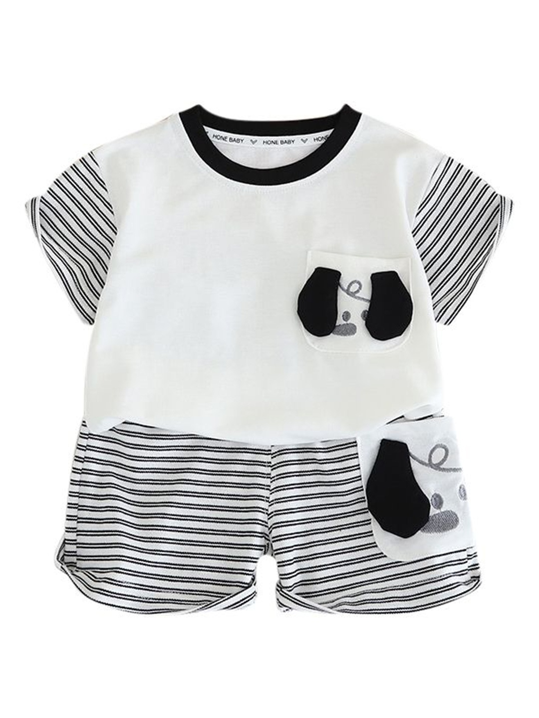 

StyleCast x Revolte Boys White & Black Striped Shirt with Shorts