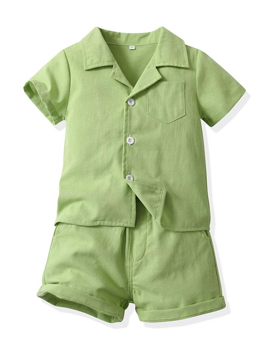 

StyleCast x Revolte Kids Green Pure Cotton Shirt with Shorts
