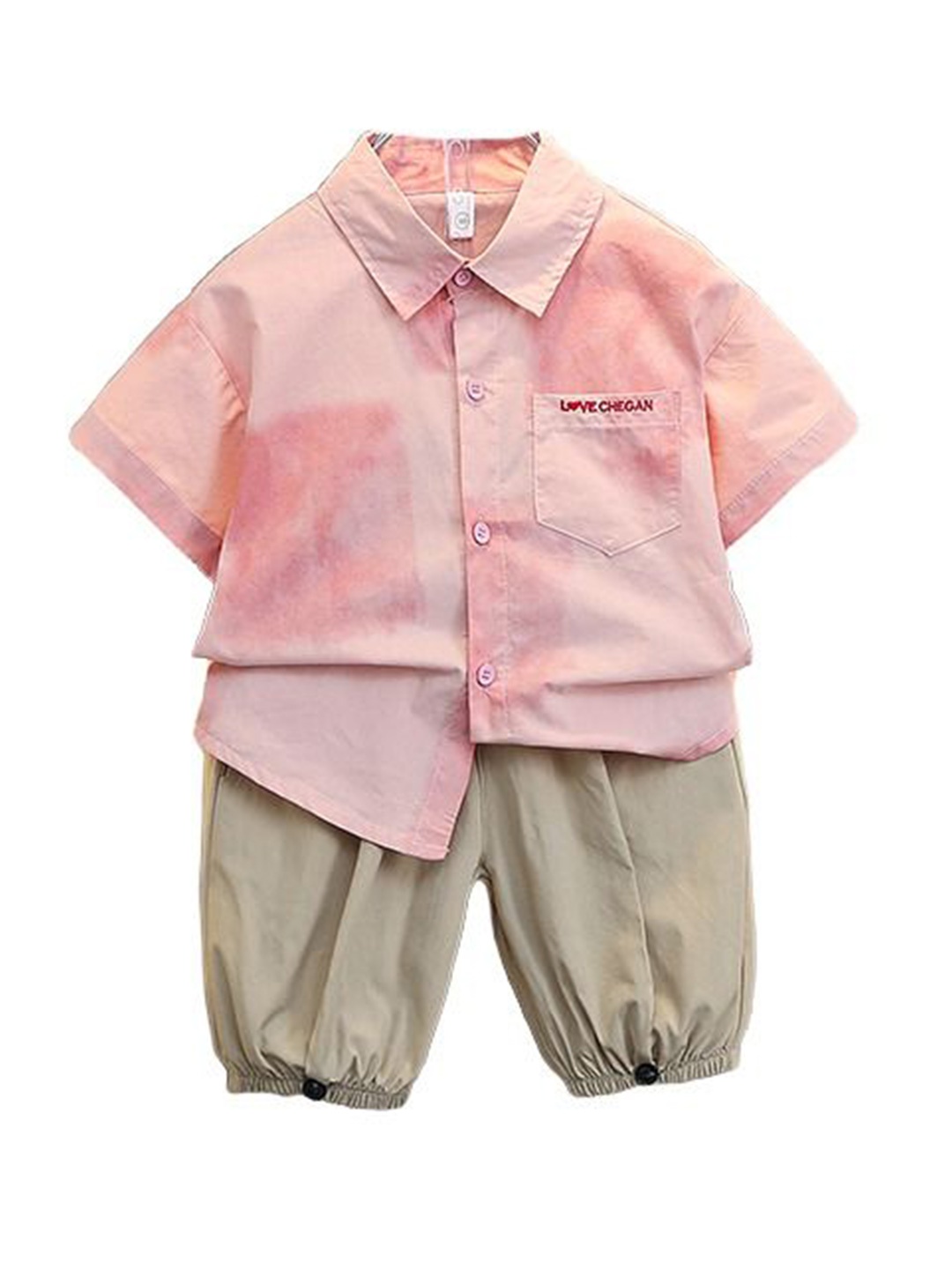 

StyleCast x Revolte Boys Dyed Short Sleeves Shirt with Shorts, Pink
