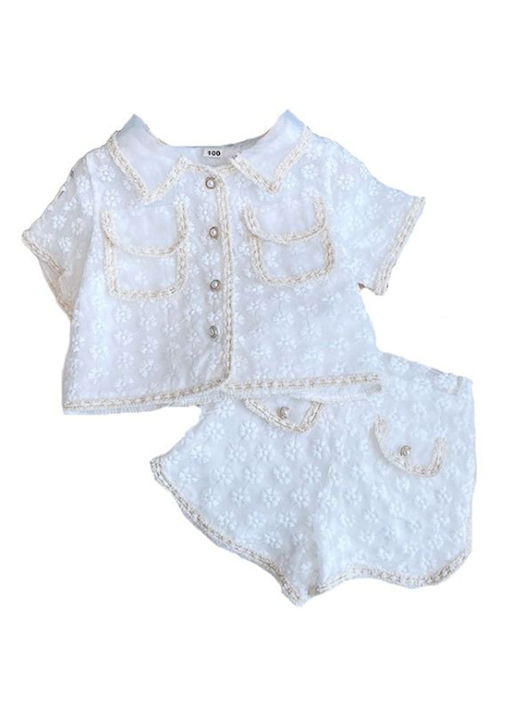 

StyleCast x Revolte Girls White & Beige Shirt Collar Top with Shorts