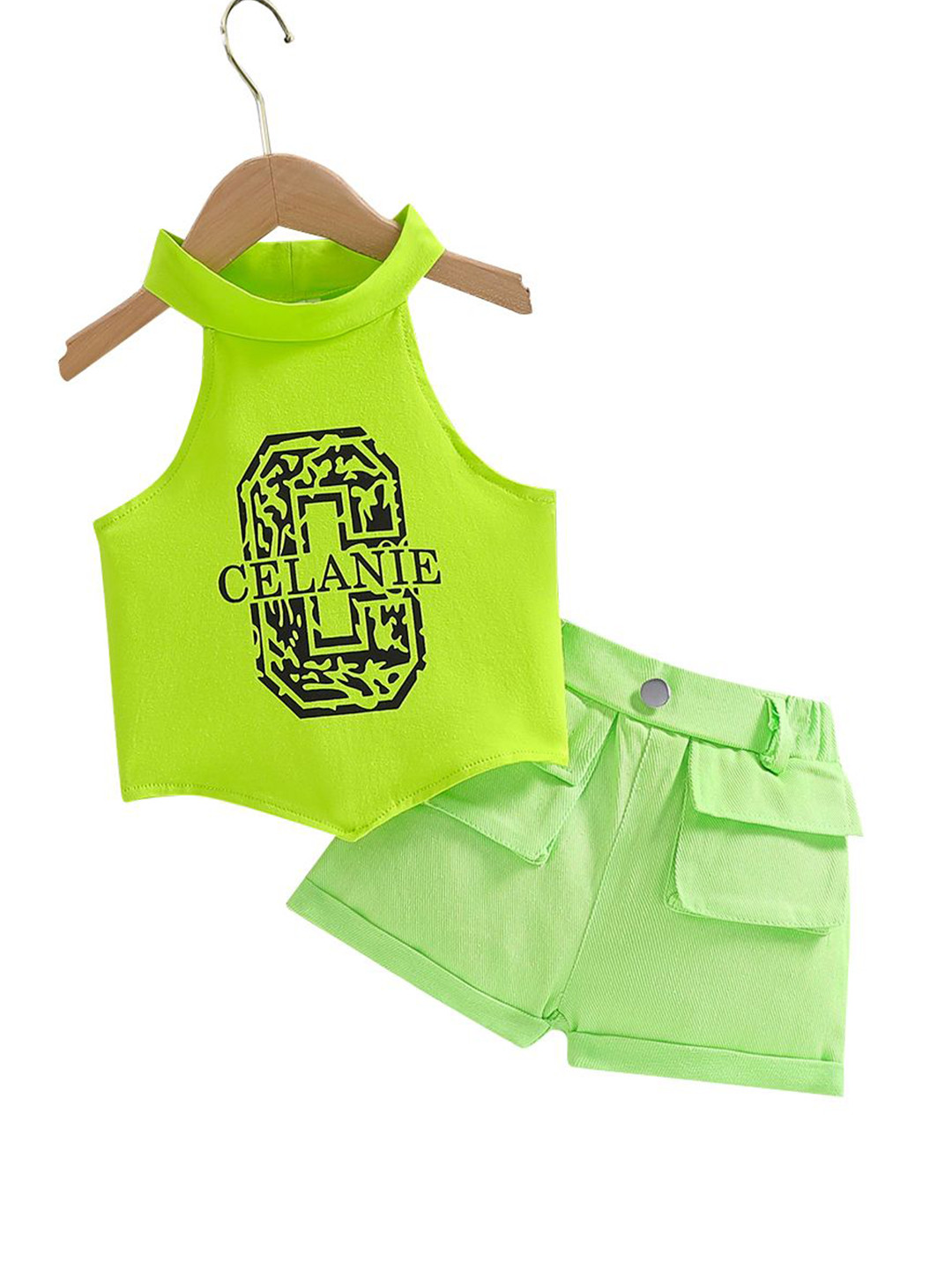 

StyleCast x Revolte Girls Printed Halter Neck Top with Shorts, Green