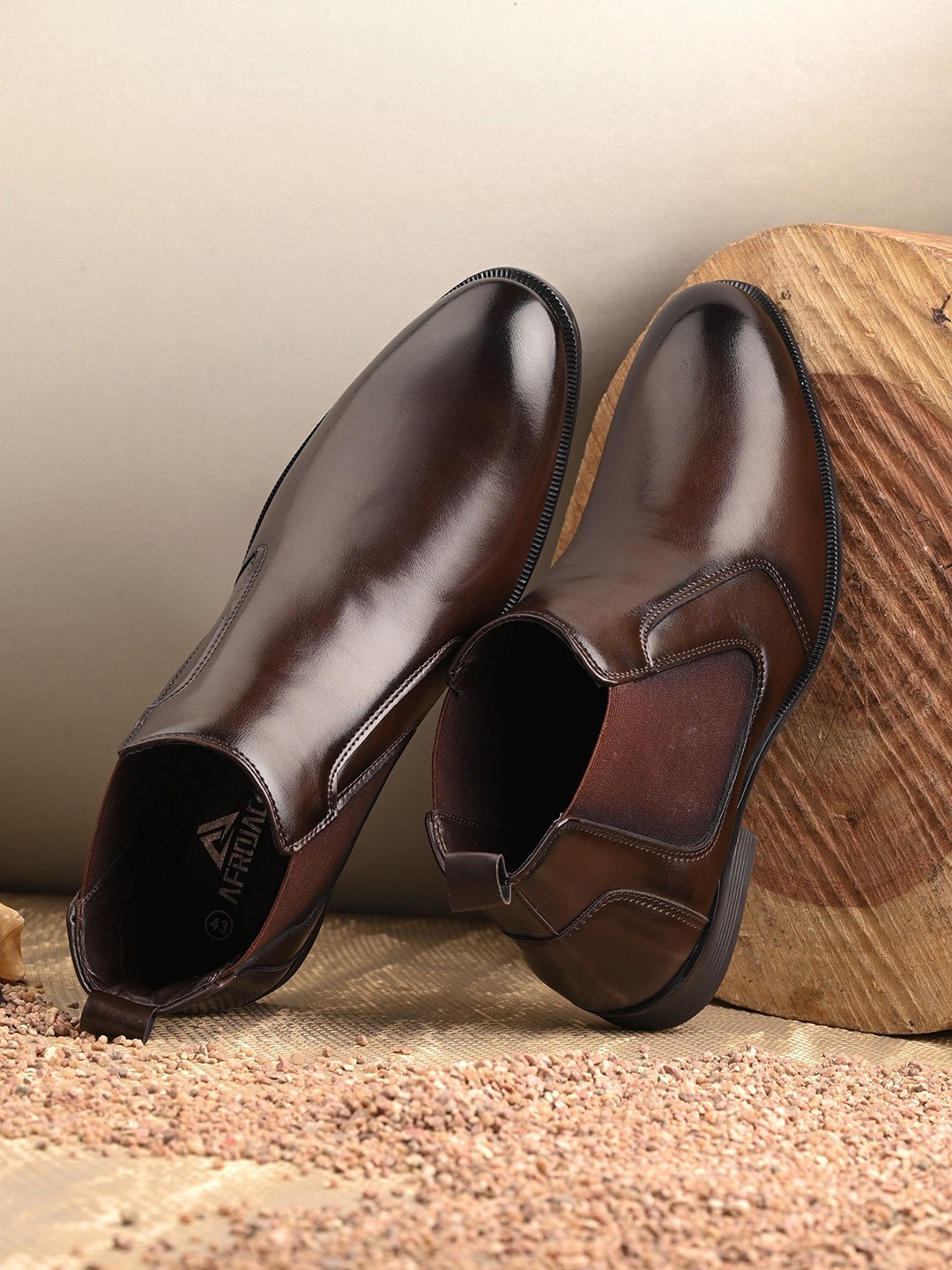 

AfroJack Men PU Chelsea Boots, Brown