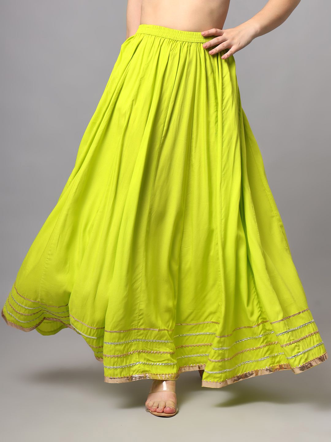 

KALINI Embellished Flared Maxi Skirts, Green