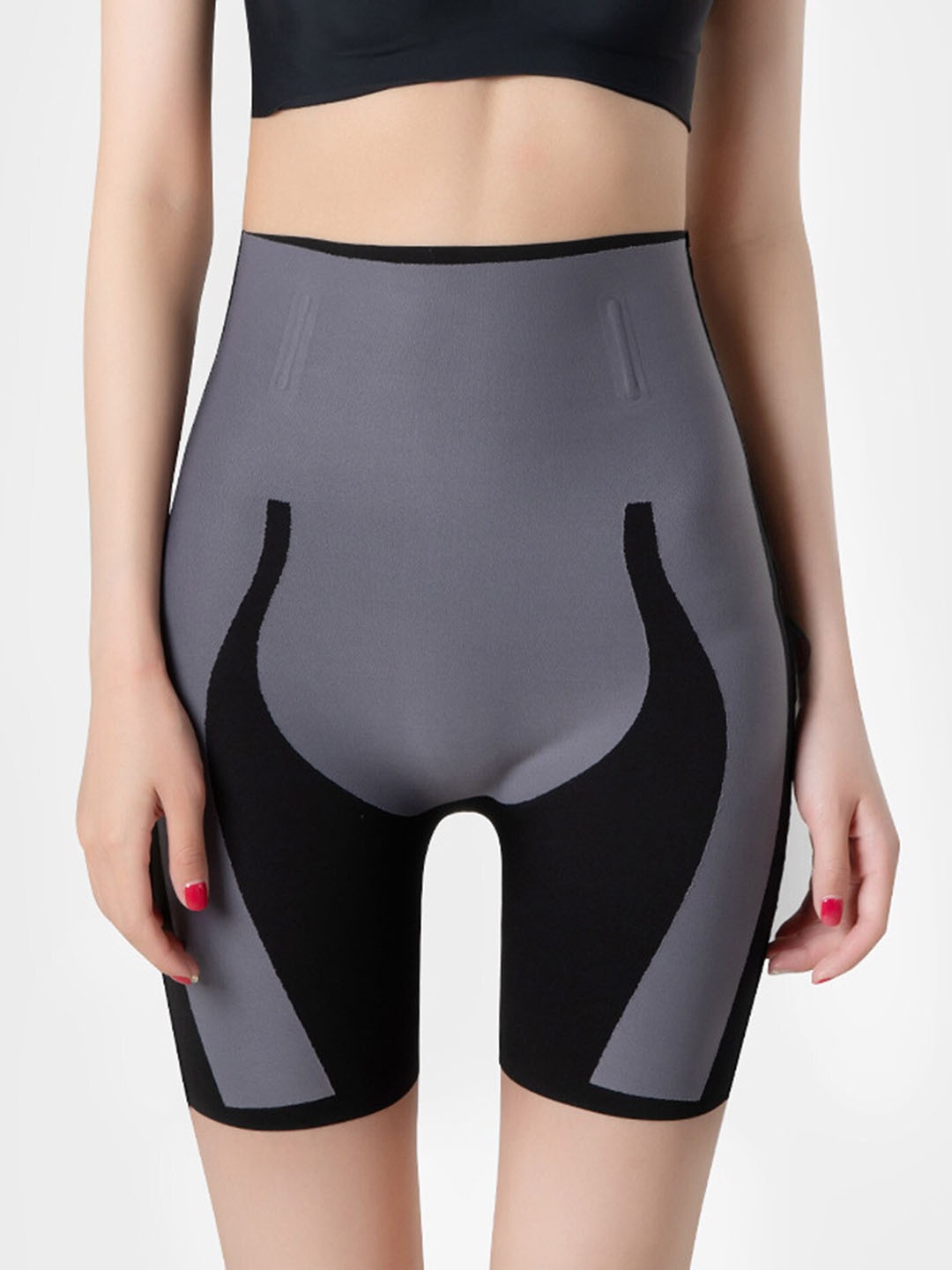 

DEALSEVEN FASHION Colorblocked Tummy & Thigh Shapewear, Black