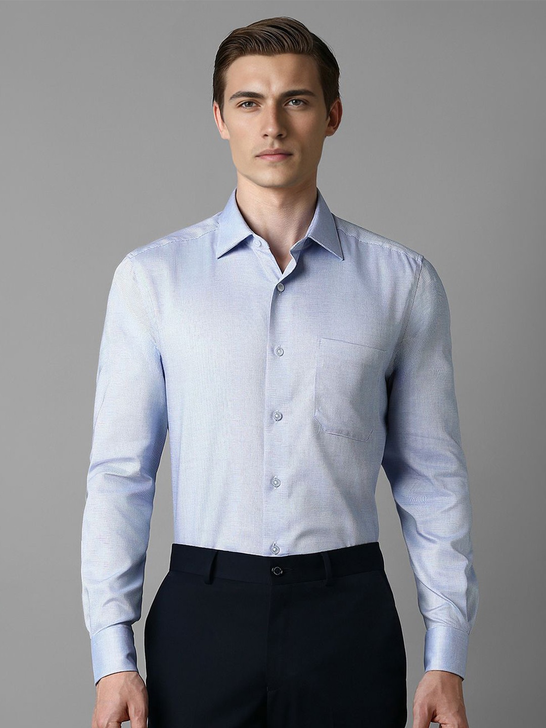 

Louis Philippe Men Micro Ditsy Pure Cotton Formal Classic Fit Shirt, Blue