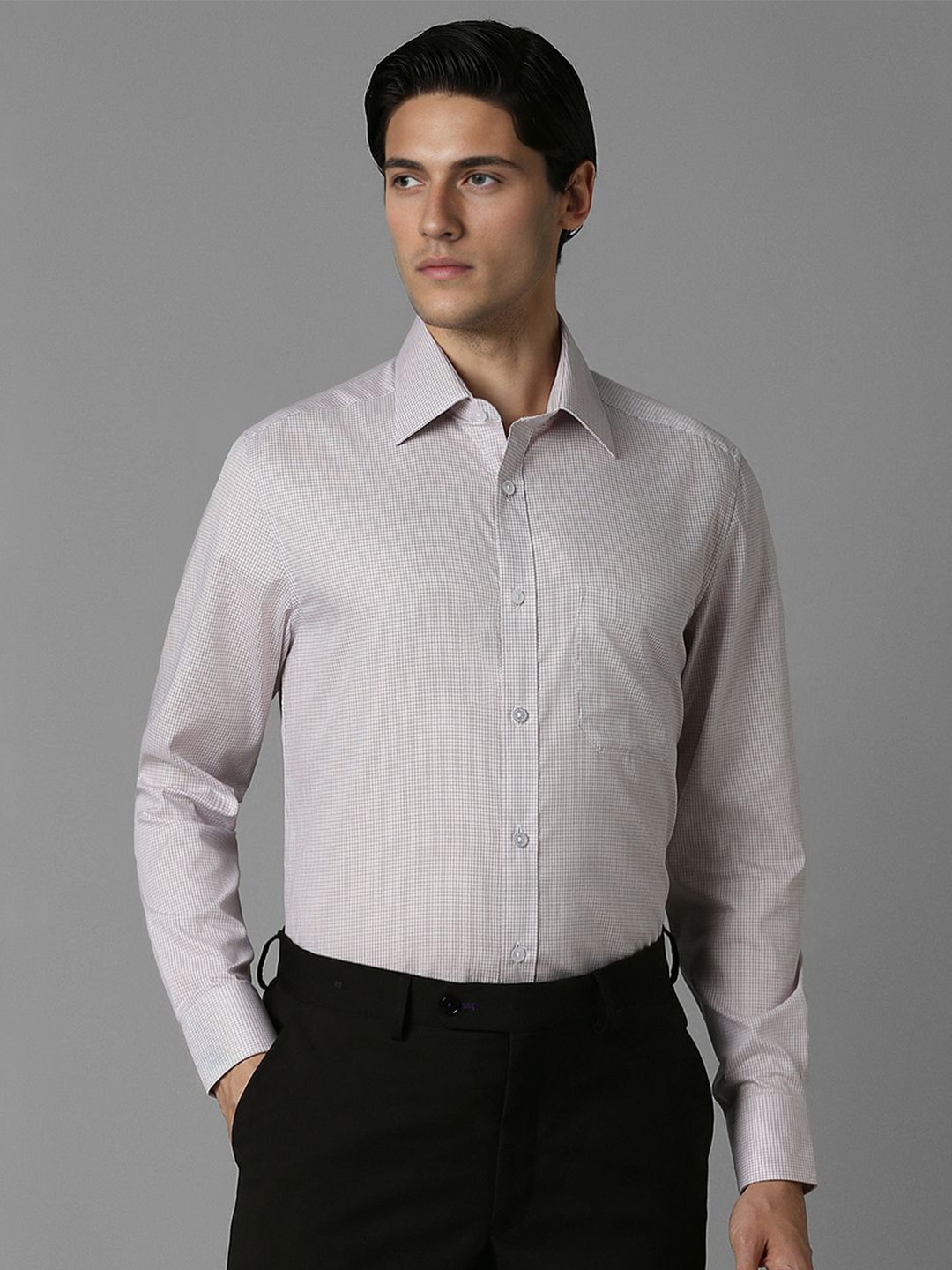 

Louis Philippe Men Micro Checked Pure Cotton Formal Classic Fit Shirt, Beige