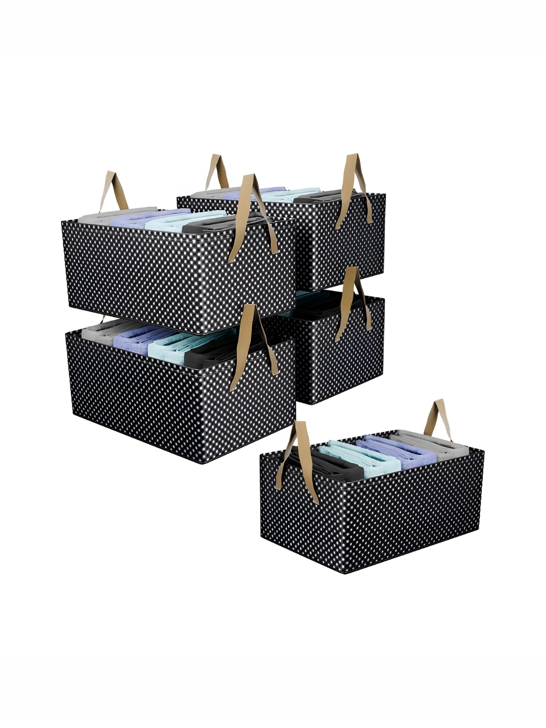 

Kuber Industries Black & White 5 Pieces Printed Regular Waterproof Drawer Organisers