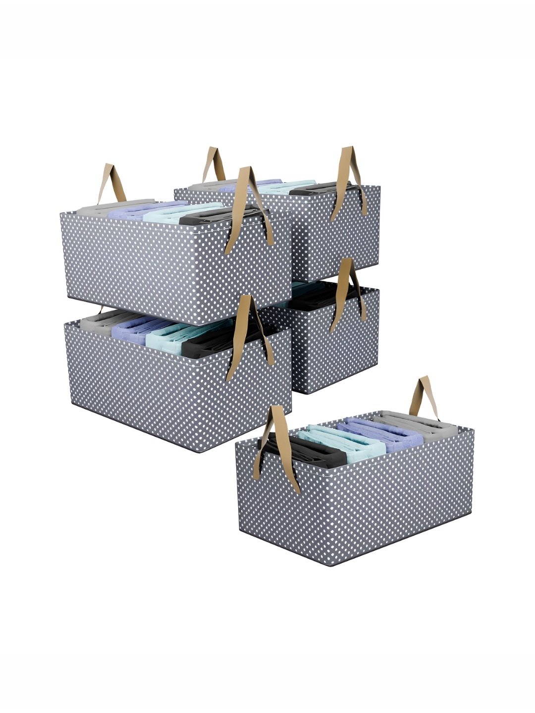 

Kuber Industries Grey & White 5 Pieces Printed Regular Waterproof Drawer Organisers