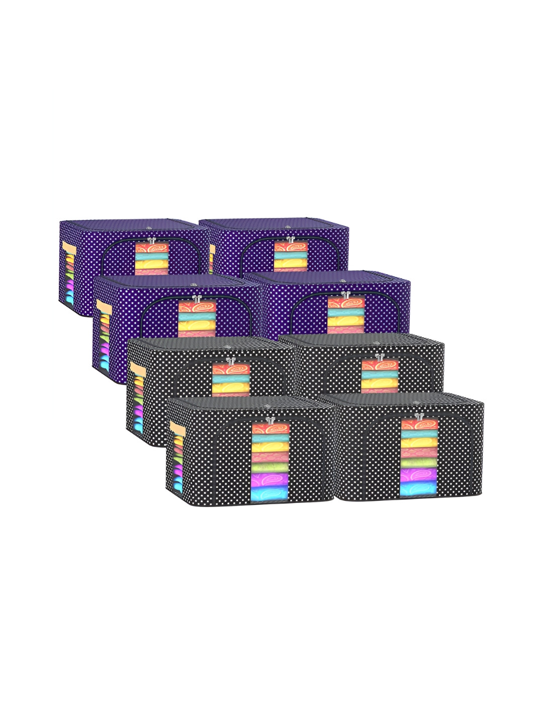 

Kuber Industries Blue & Black Printed 8 Pieces Waterproof Multi-Utility Organisers