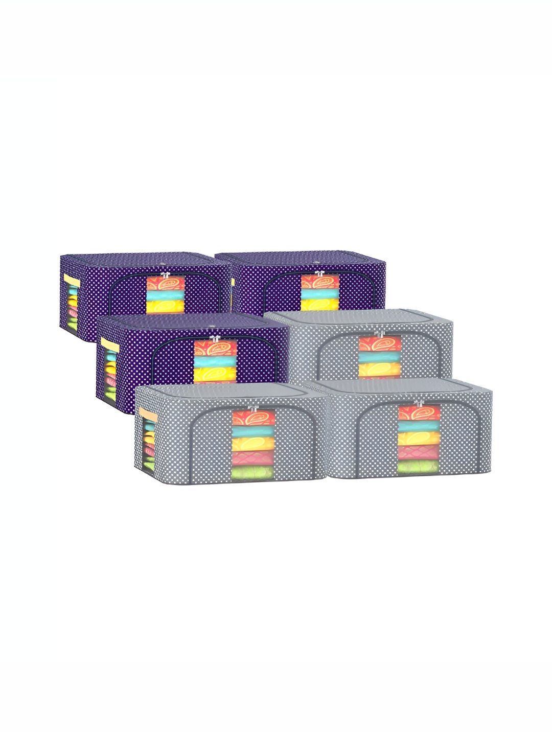 

Kuber Industries Blue & Grey 6 Pieces Printed Drawer Organisers