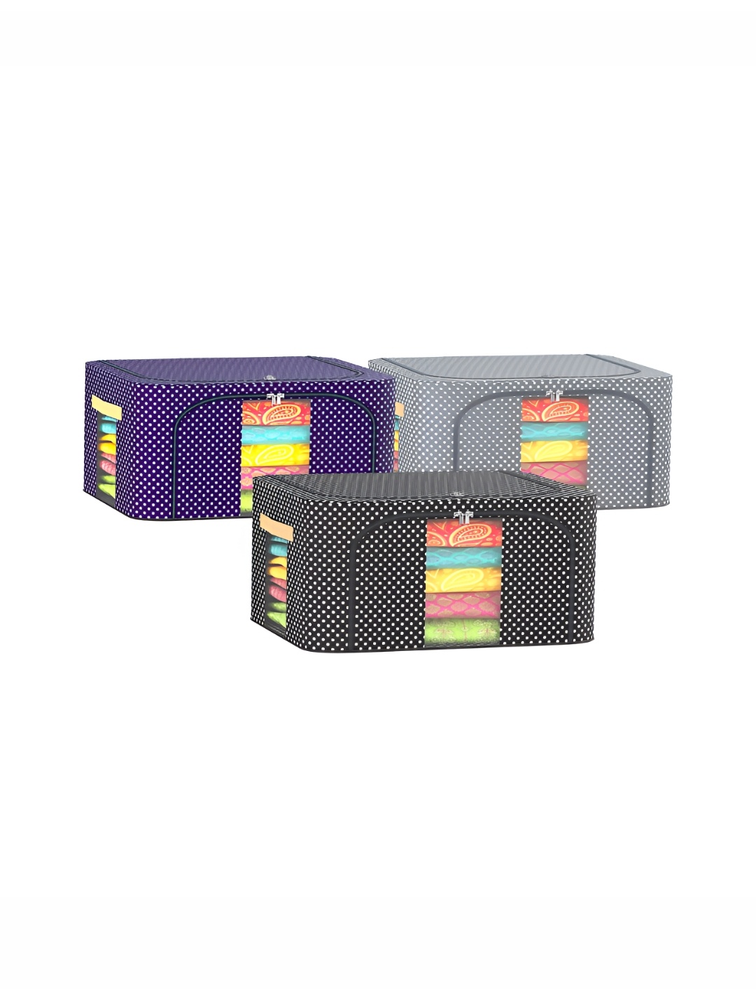 

Kuber Industries Blue 3 Pieces Polka Dots Printed Regular Drawer Organisers