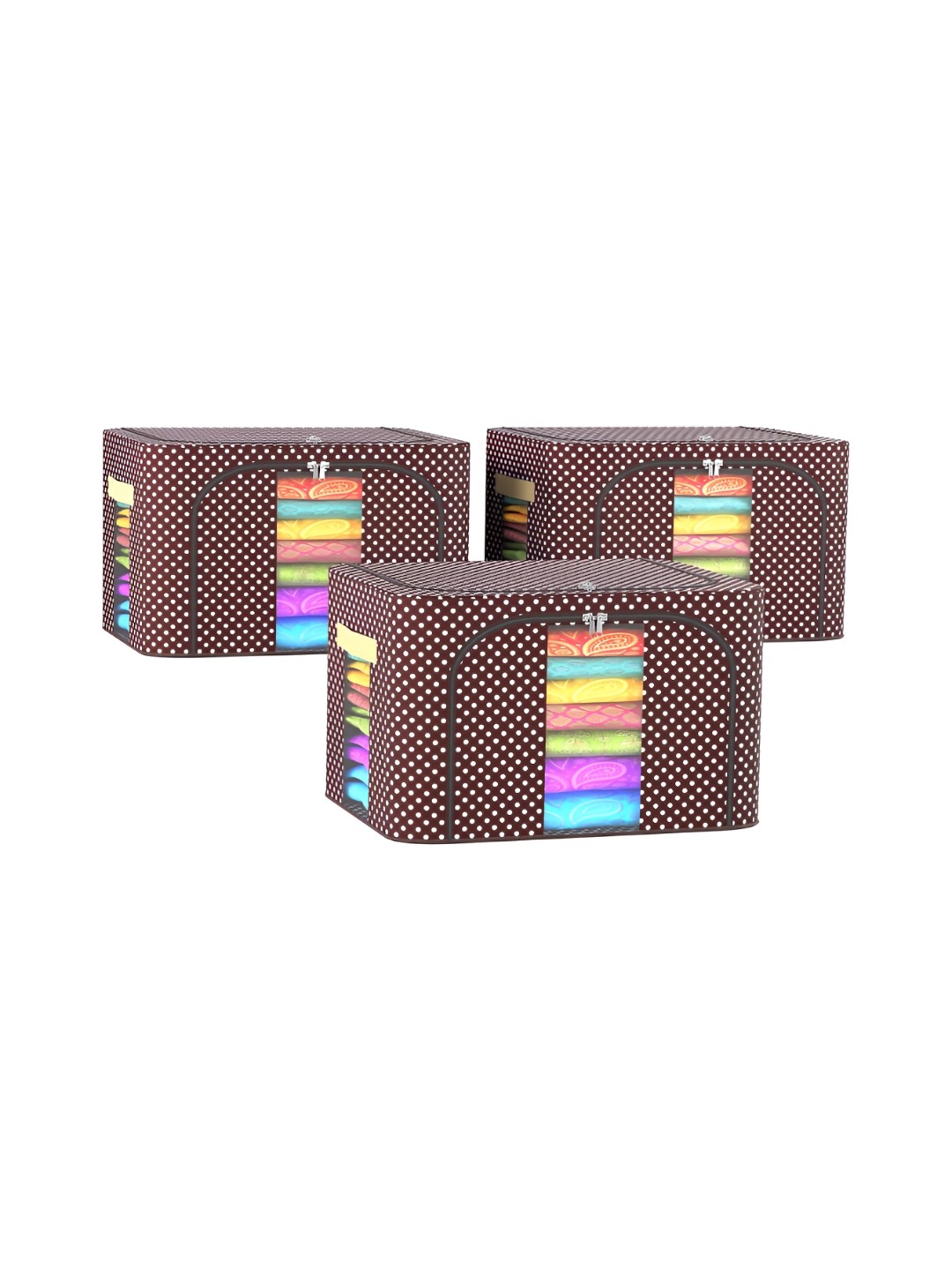 

Kuber Industries Brown & White 3 Pieces Printed Multi-Utility Organisers