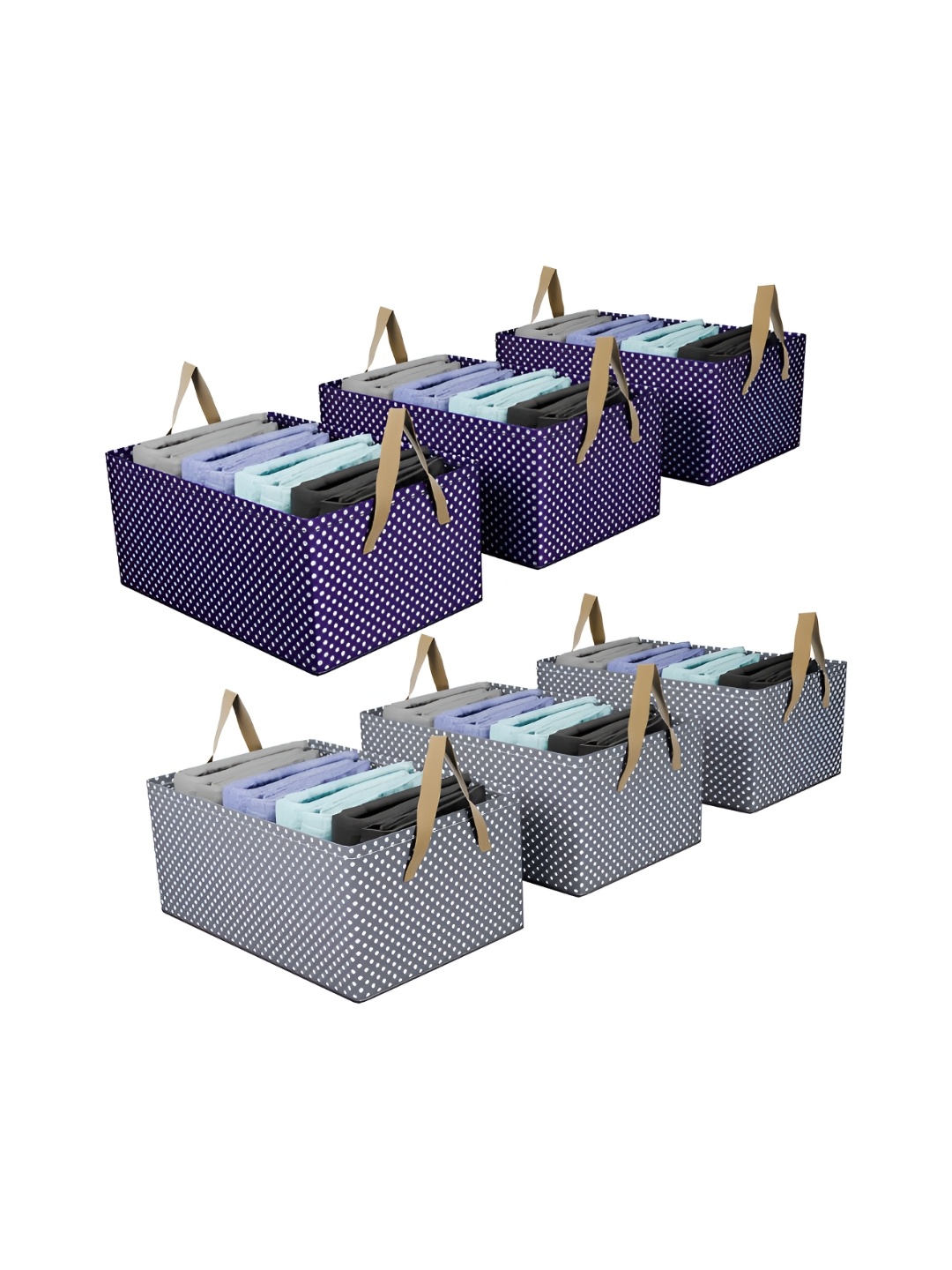 

Kuber Industries Blue & Grey 6 Pieces Printed Drawer Organisers