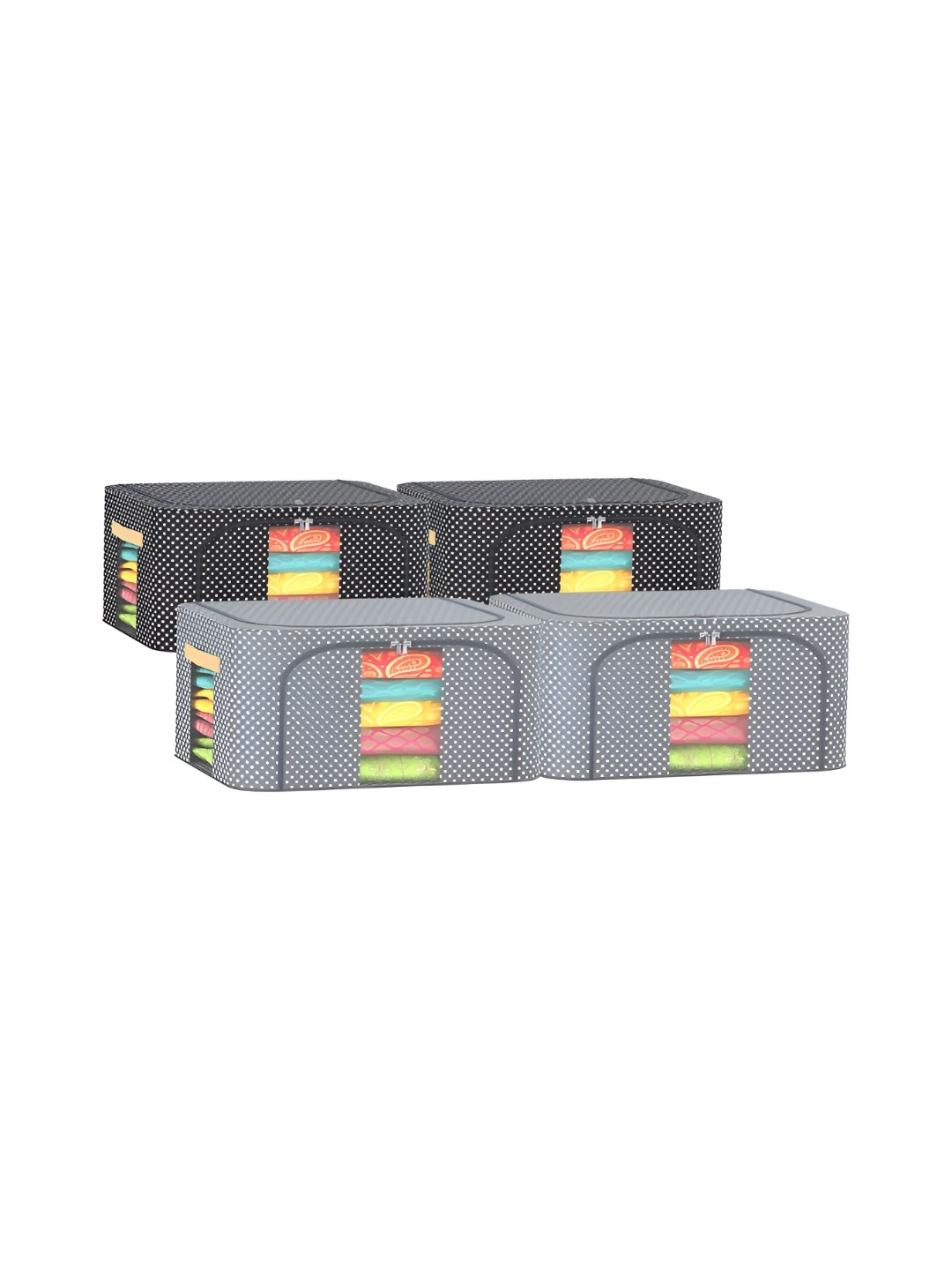 

Kuber Industries Black & Grey 4 Pieces Printed Drawer Organisers