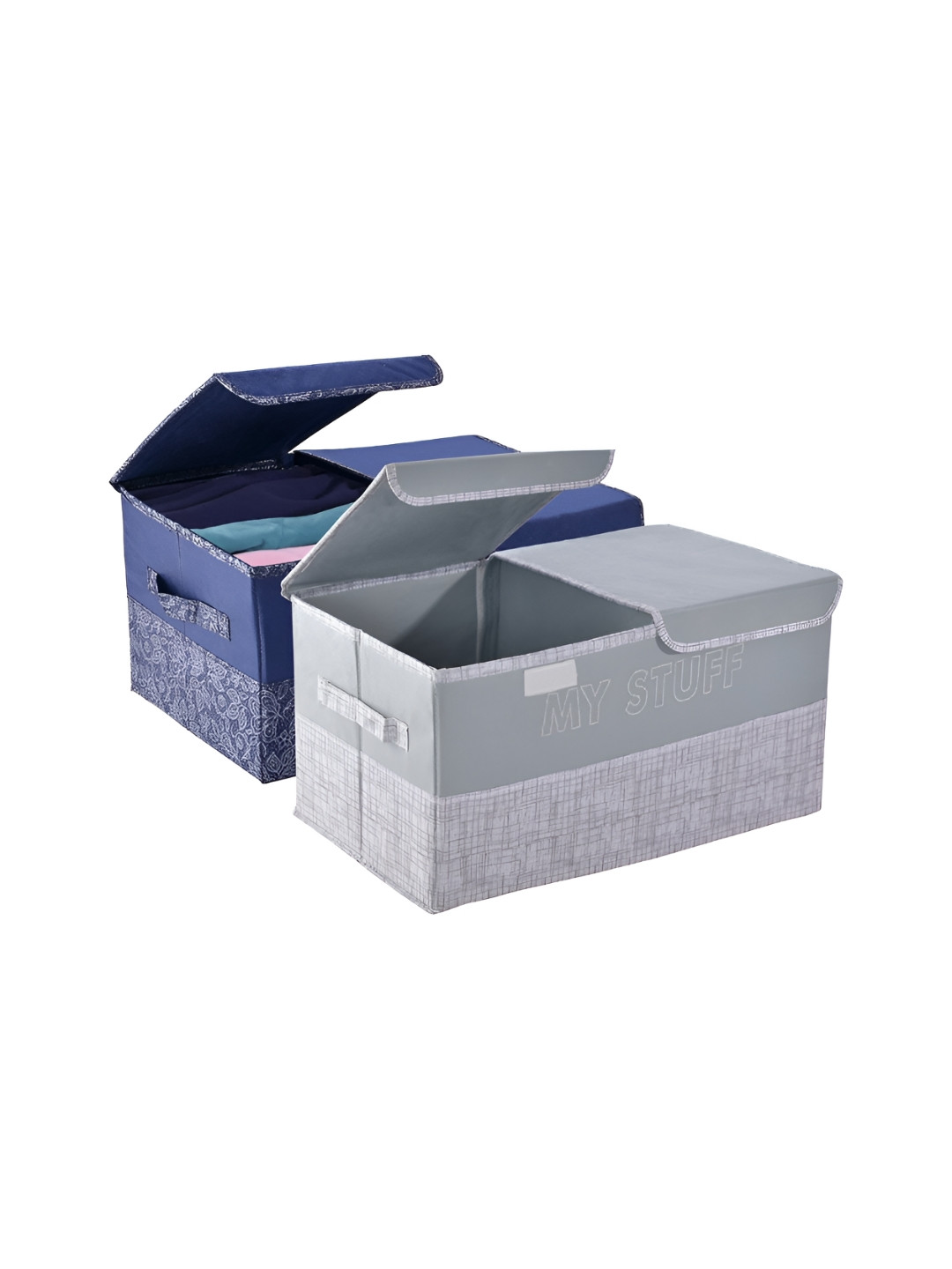 

Kuber Industries Grey & Navy Blue 2 Pieces Printed Multi-Utility Organisers