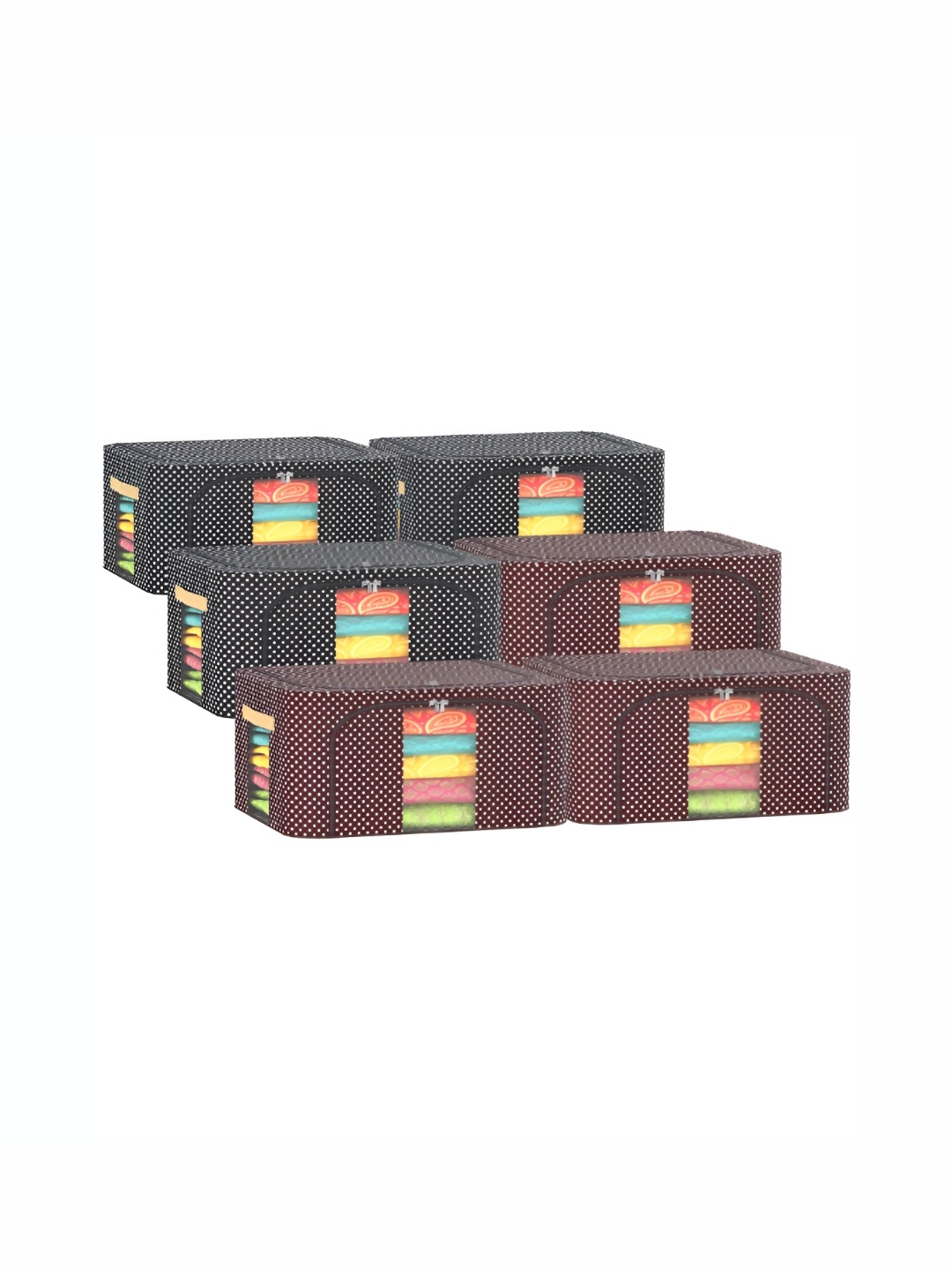 

Kuber Industries Black & Brown 6 Pieces Printed Drawer Organiser