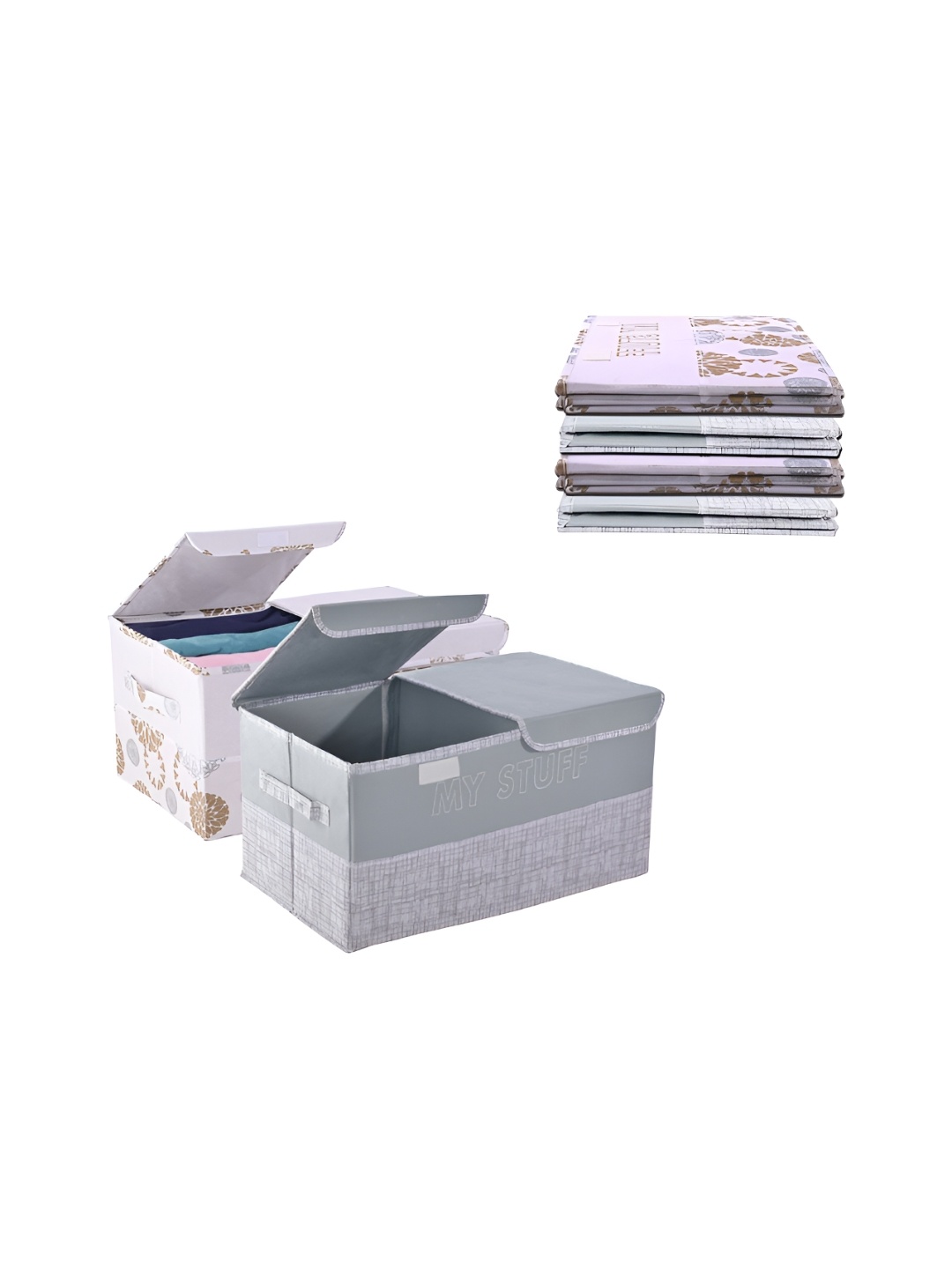 

Kuber Industries Grey & Gold Toned 6 Pieces Printed Drawer Organisers