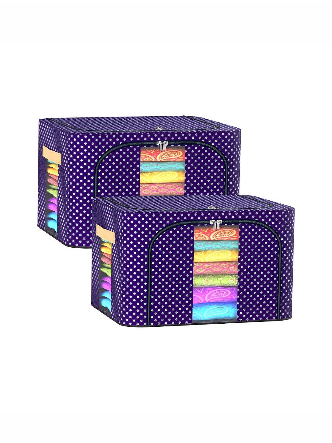 

Kuber Industries Blue 2 Pieces Regular Waterproof Cloth Storage Box Organiser