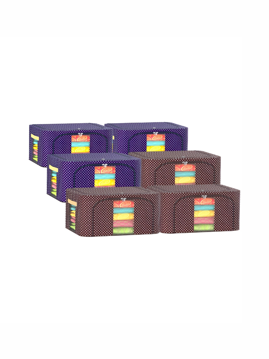 

Kuber Industries Blue & Brown 6 Pieces Printed Regular Drawer Organisers