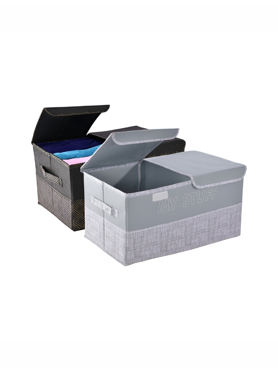 

Kuber Industries Grey & Black 2 Pieces Printed Drawer Organisers