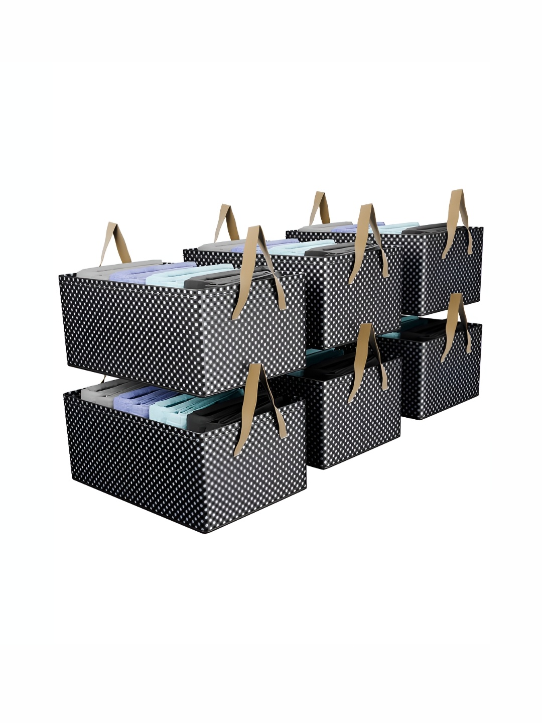

Kuber Industries Black & White 6 Pieces Printed Drawer Organisers