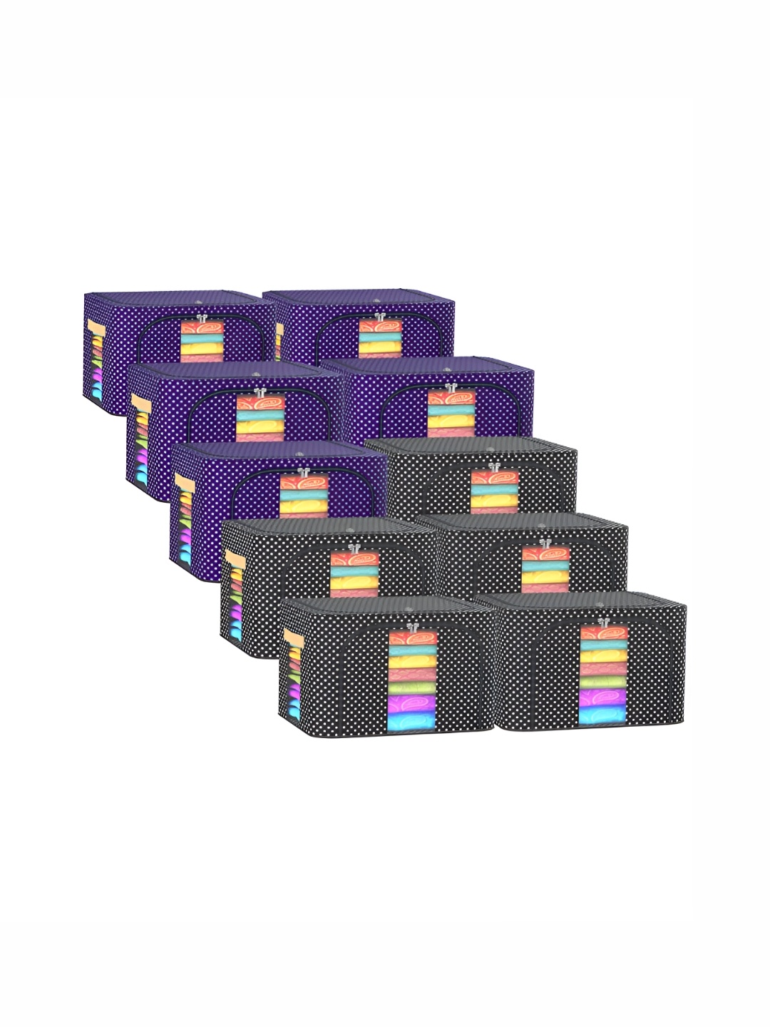 

Kuber Industries Blue & Black 10 Pieces Printed Drawer Organisers