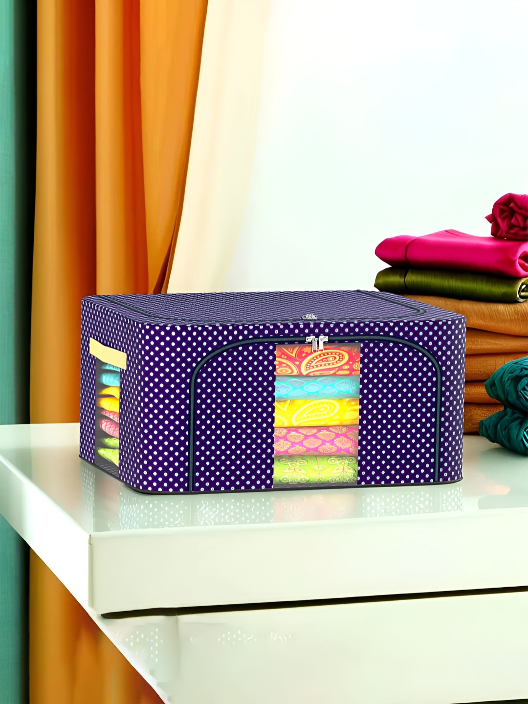 

Kuber Industries Blue & White Printed Multi-Utility Organiser