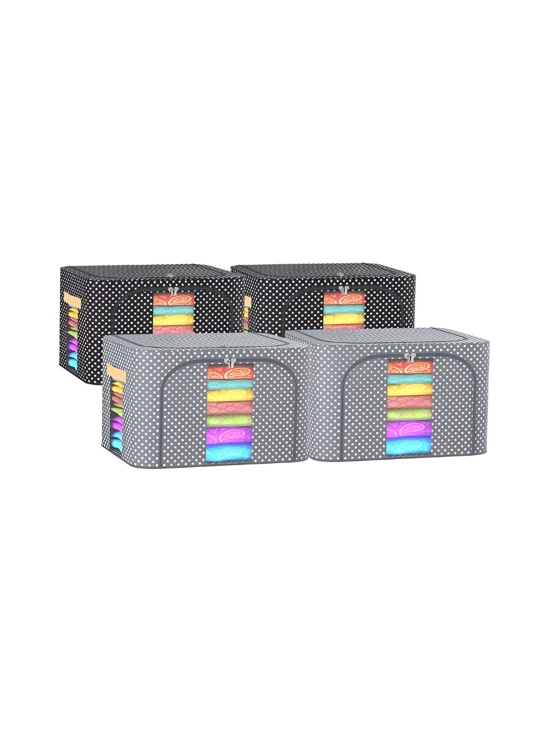 

Kuber Industries Black 4 Pieces Cloth Storage Box Organisers