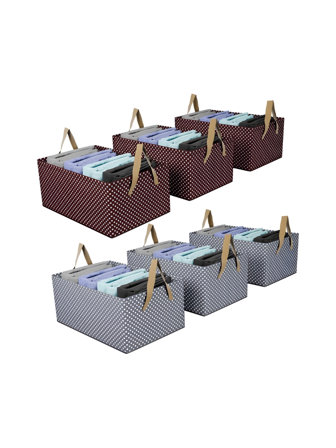 

Kuber Industries Grey & Brown 6 Pieces Printed Multi-Utility Organisers