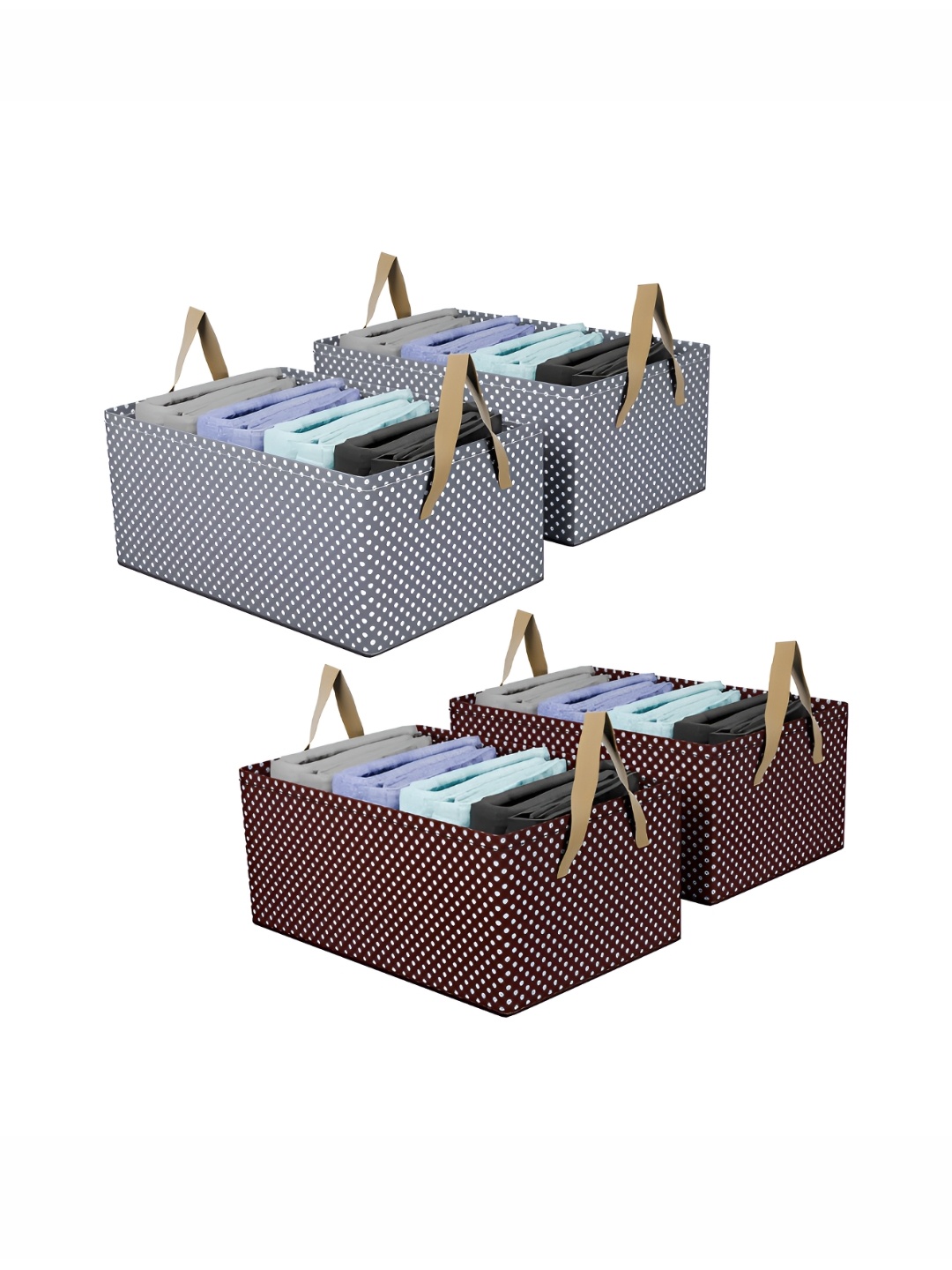

Kuber Industries Grey & Brown 4 Pieces Printed Regular Waterproof Drawer Organisers