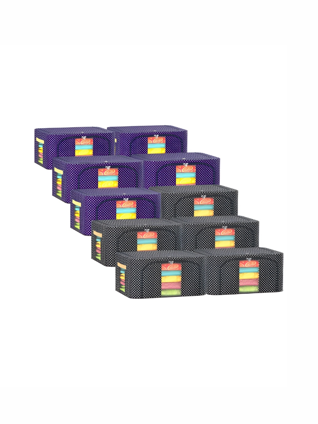 

Kuber Industries Blue & Black 10 Pieces Printed Drawer Organisers
