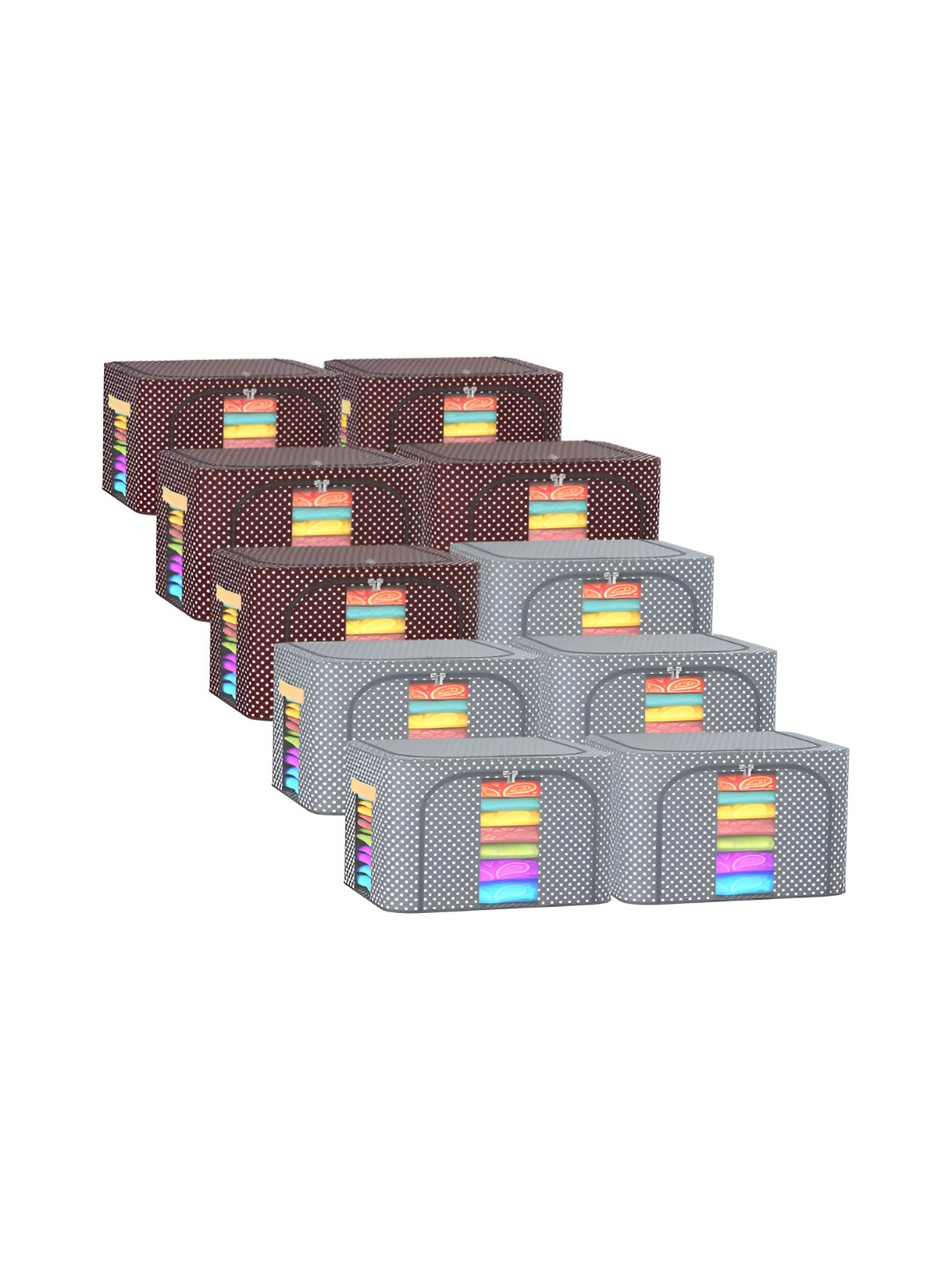 

Kuber Industries Grey & Brown 10 Pieces Printed Multi-Utility Organisers