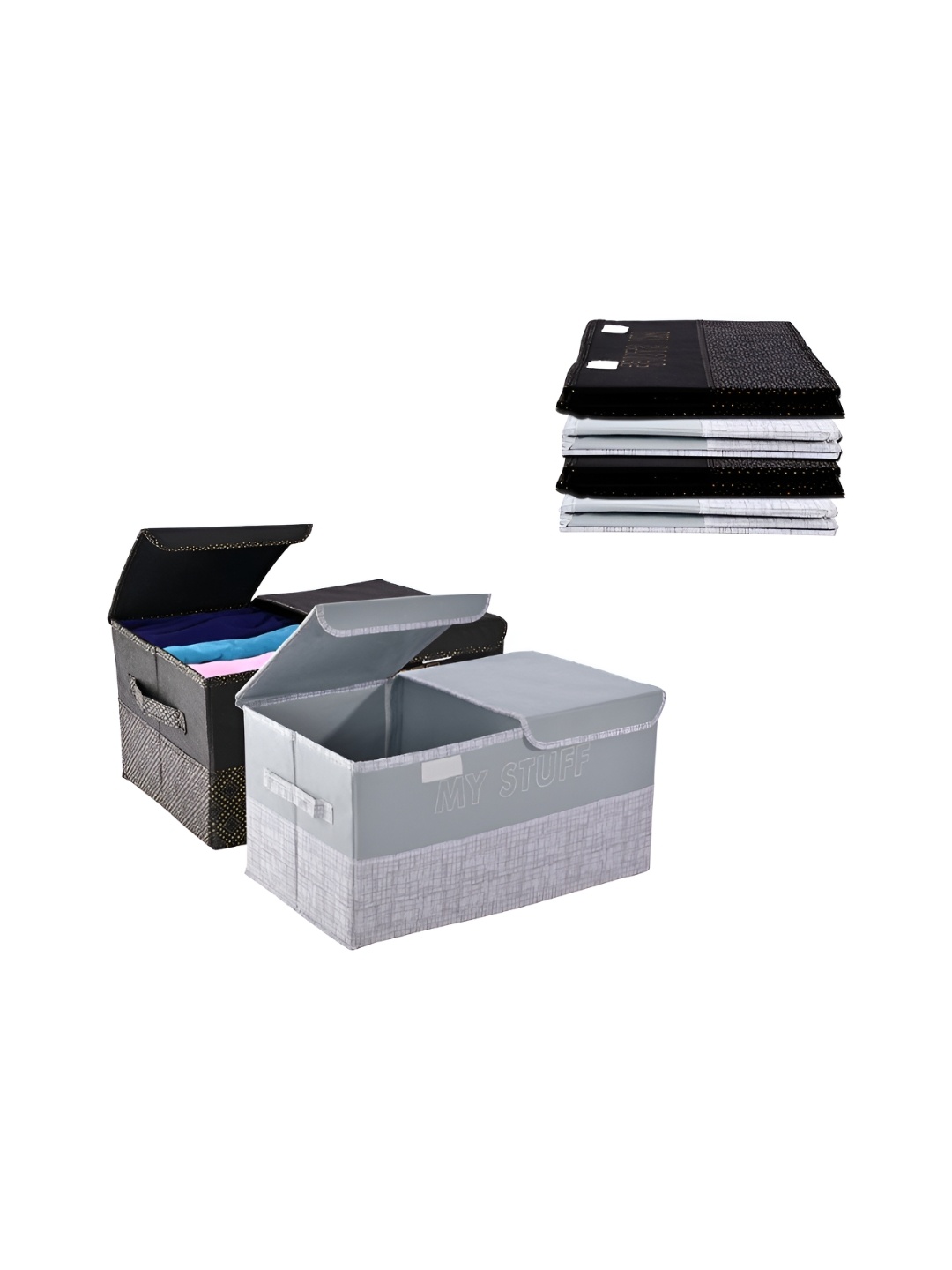 

Kuber Industries Grey & Black 6 Pieces Foldable Multi-Utility Organisers