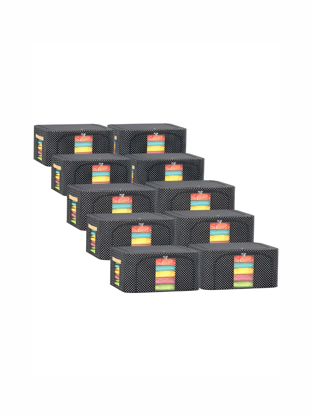 

Kuber Industries Black 10 Pieces Printed Regular Storage Organisers