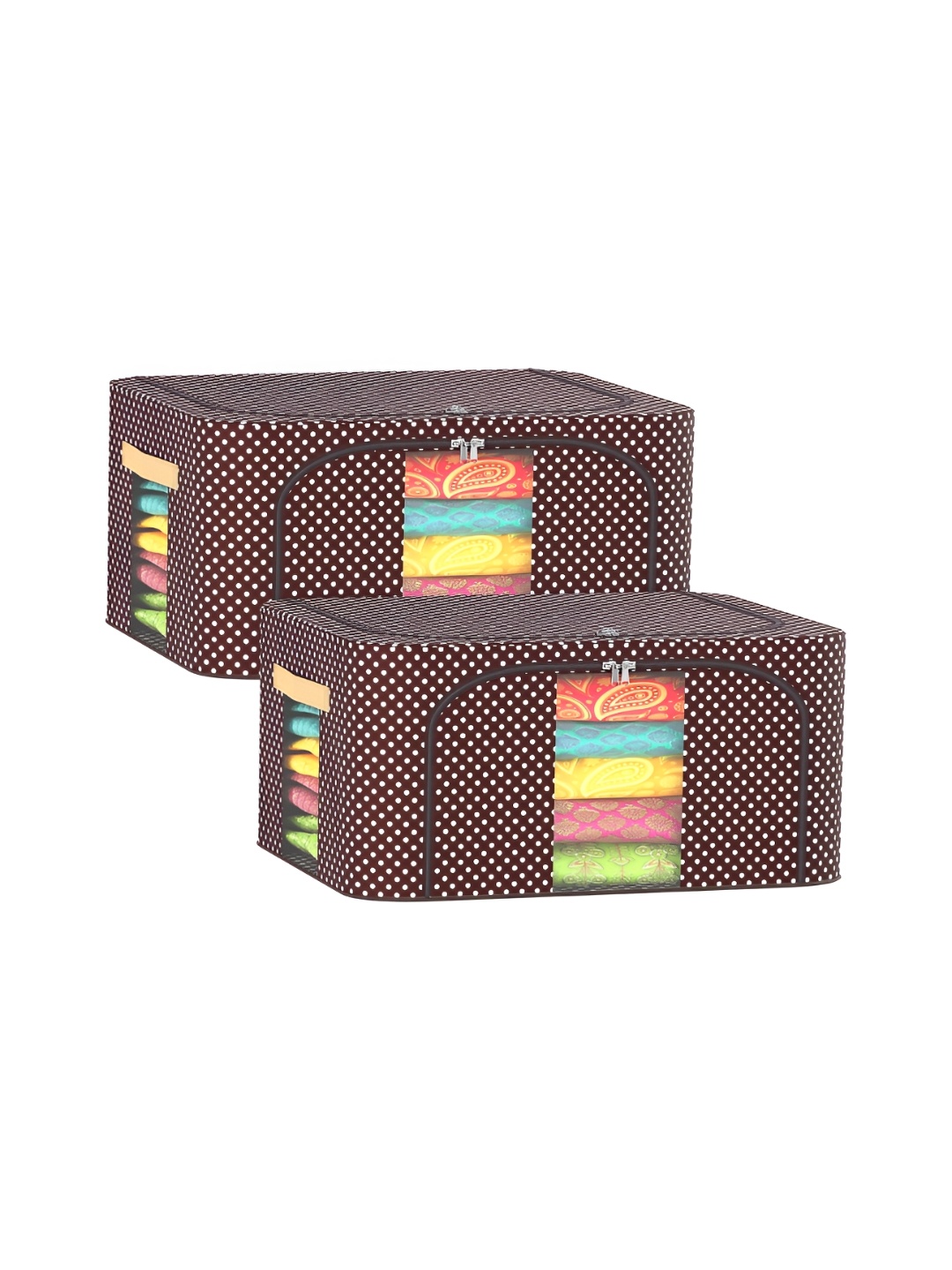 

Kuber Industries Brown 2 Pieces Steel Frame Waterproof Cloth Drawer Organiser 24 Liter