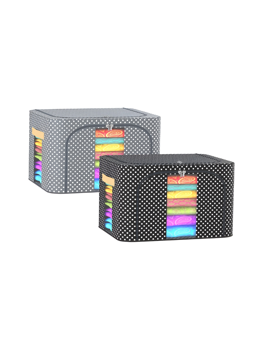 

Kuber Industries Black & Grey 2 Pieces Printed Multi-Utility Organisers