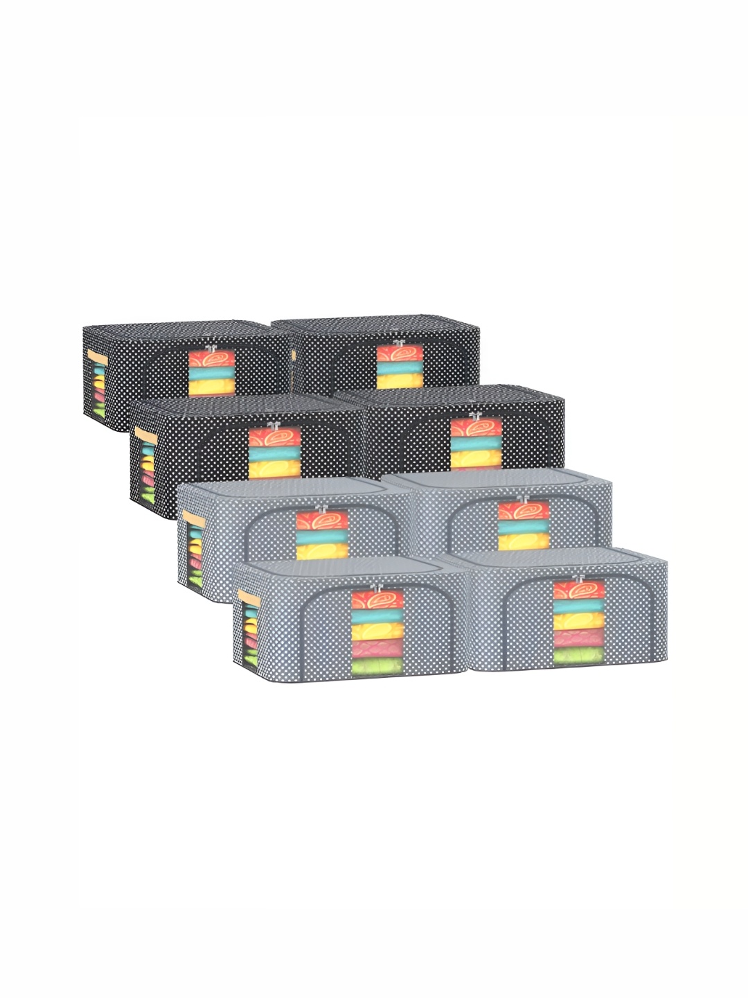 

Kuber Industries Black & Grey 8 Pieces Printed Multi-Utility Organisers