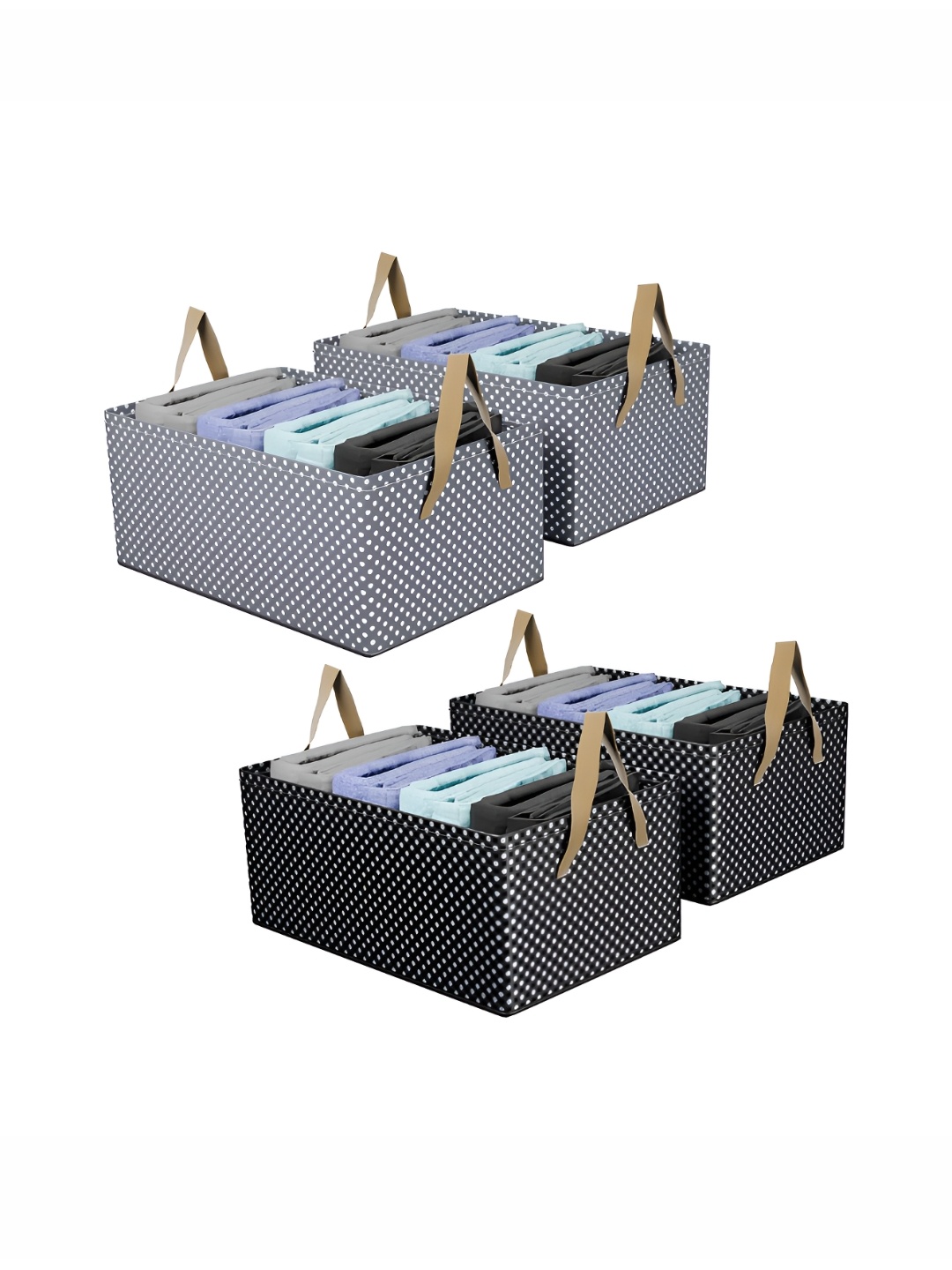 

Kuber Industries Black & Grey 4 Pieces Printed Regular Waterproof Drawer Organisers