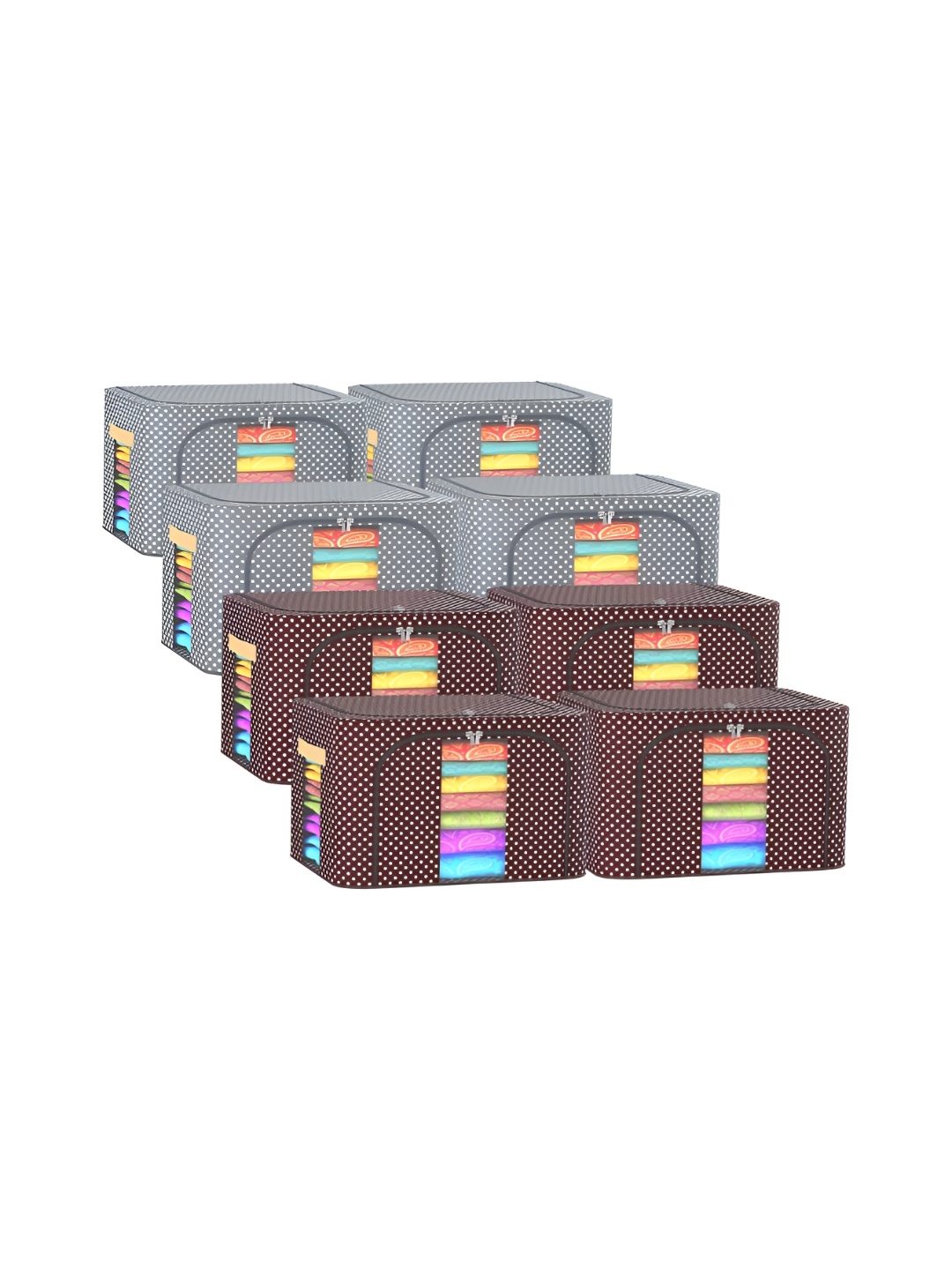 

Kuber Industries Grey & Brown 8 Pieces Printed Regular Waterproof Drawer Organisers
