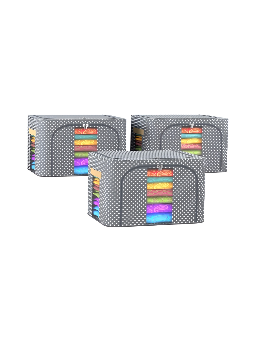 

Kuber Industries Grey & White 3 Pieces Printed Drawer Organisers
