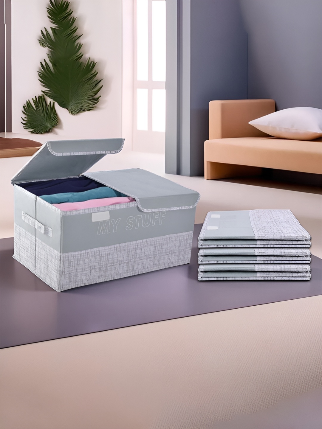 

Kuber Industries Grey & White 4 Pieces Printed Drawer Organisers