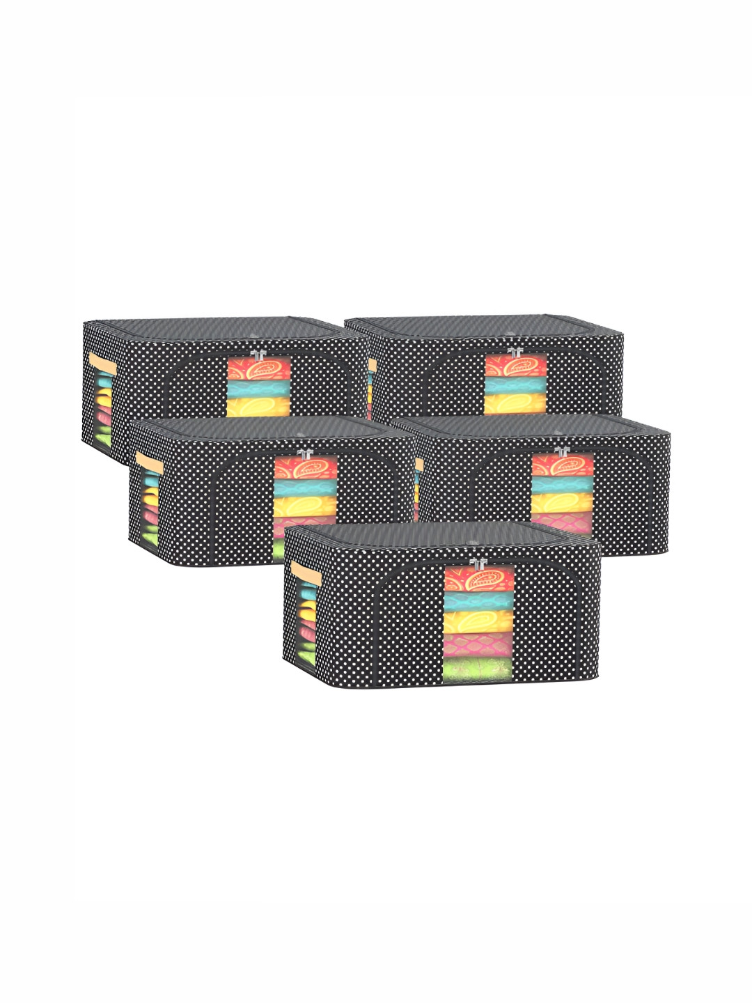 

Kuber Industries Balck & White Printed 5 Pieces Waterproof Multi-Utility Organisers, Black