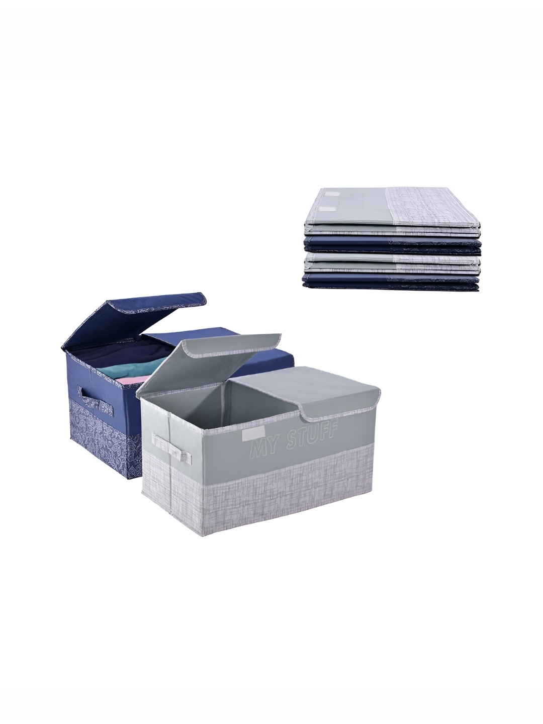 

Kuber Industries Grey & Blue 6 Pieces Printed Multi-Utility Organisers