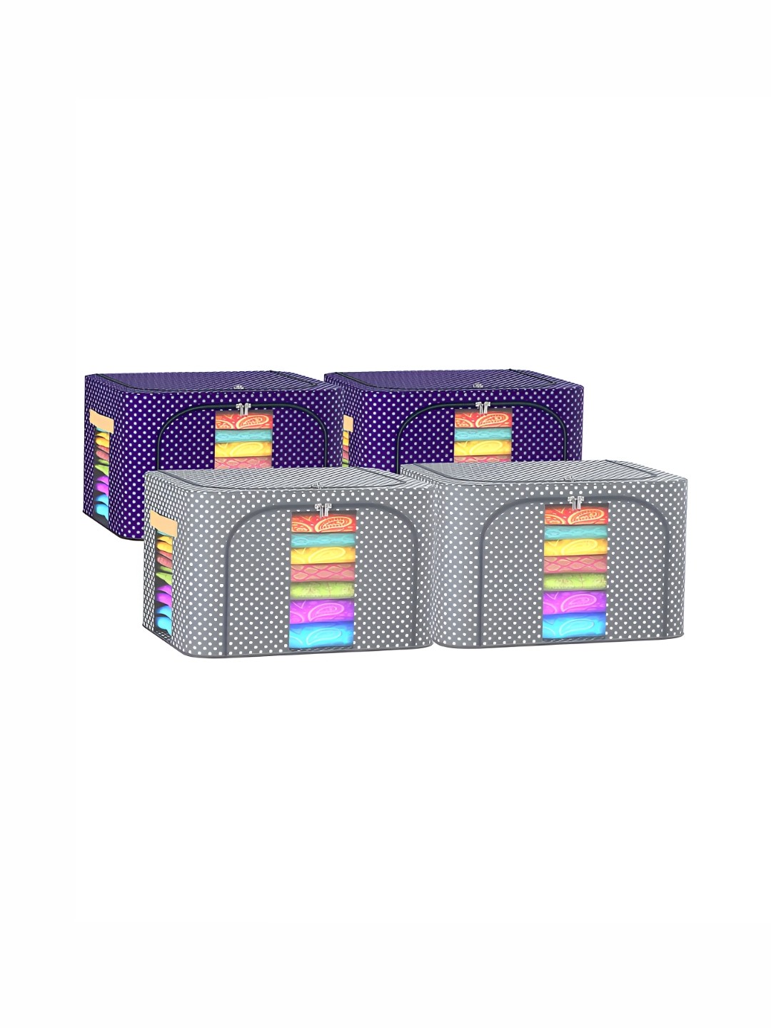 

Kuber Industries Blue & Grey 4 Pieces Printed Regular Drawer Organisers