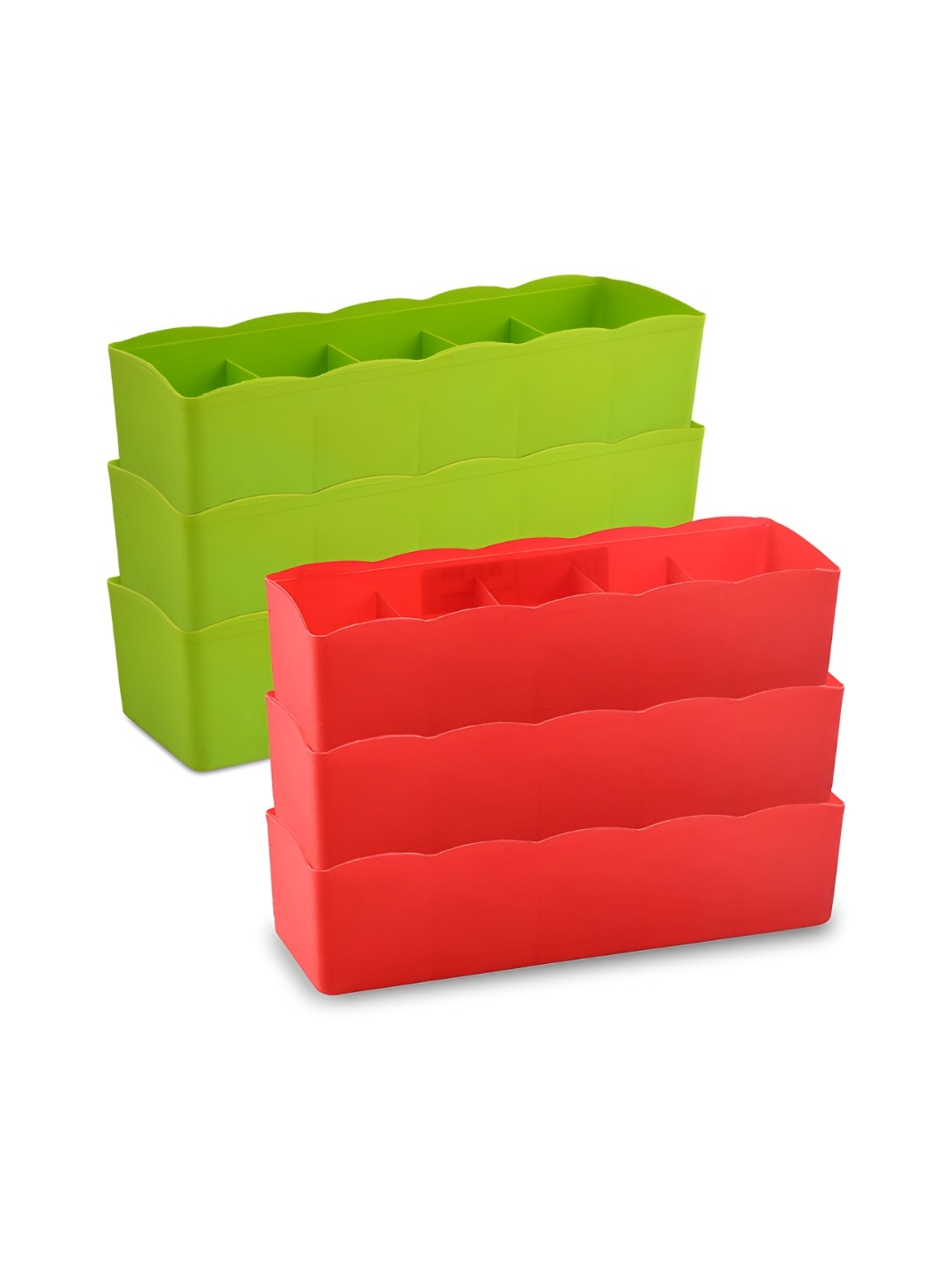 

Kuber Industries Red 6 Pieces 5 Grid Drawer & Stationery Organizer
