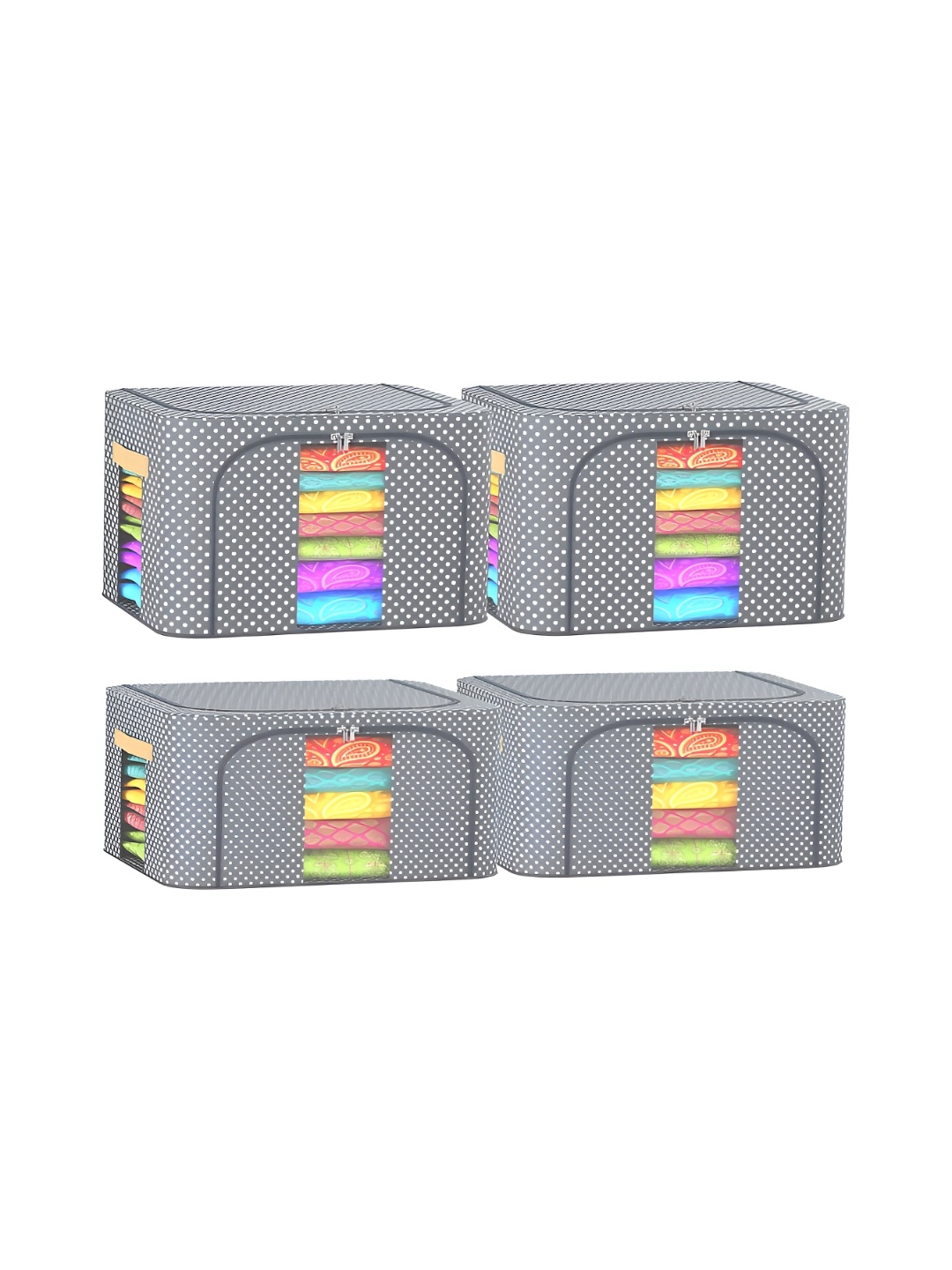 

Kuber Industries Grey & White 4 Pieces Printed Drawer Organisers